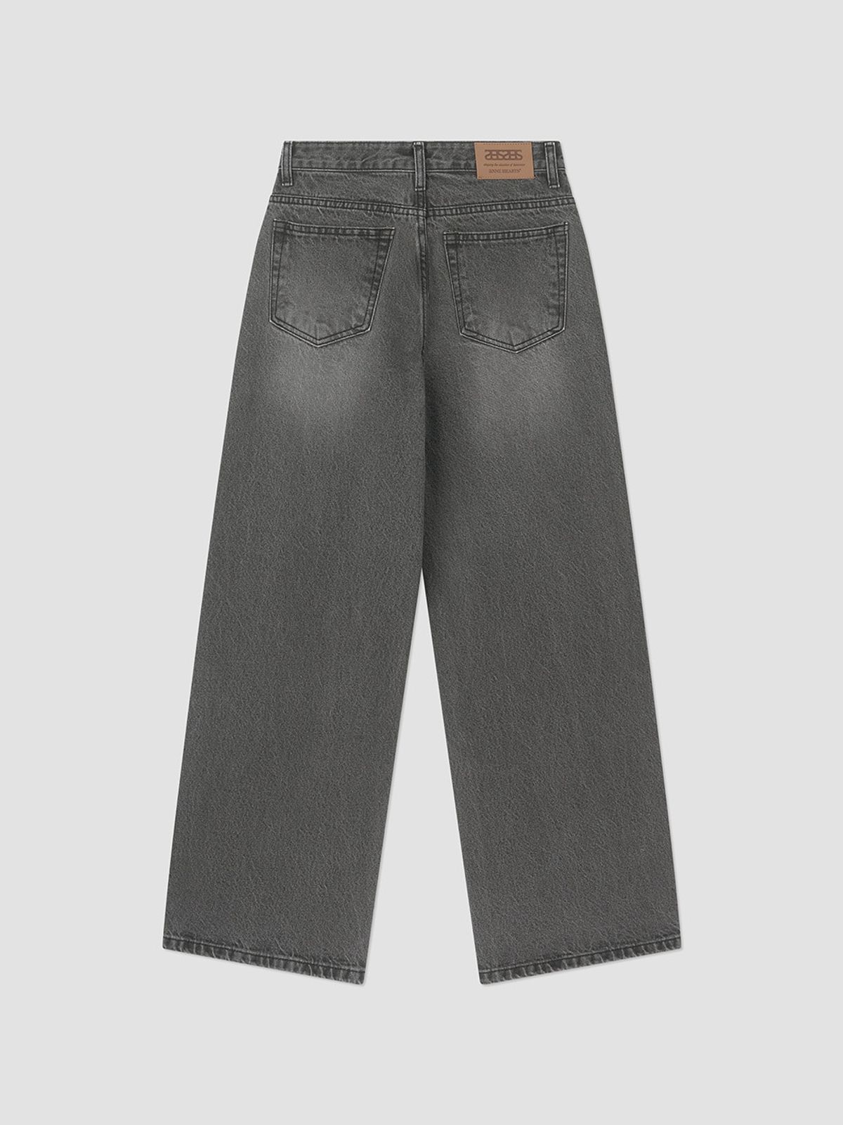앤하츠(ANNEHEARTS) Classic Long Wide Denim Washed Black