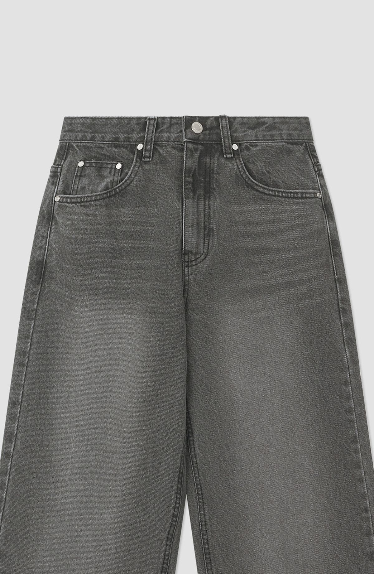 앤하츠(ANNEHEARTS) Classic Long Wide Denim Washed Black