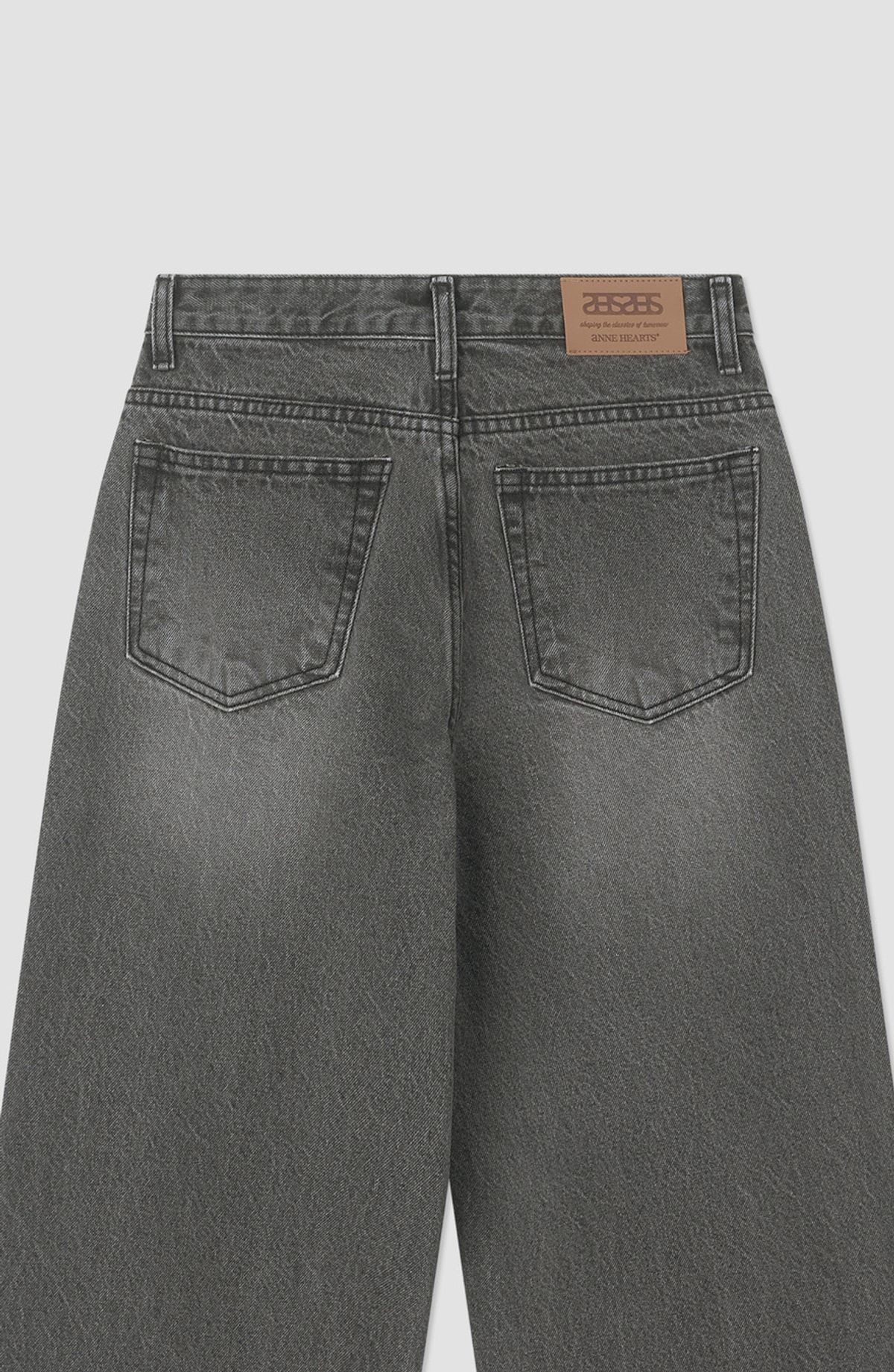 앤하츠(ANNEHEARTS) Classic Long Wide Denim Washed Black