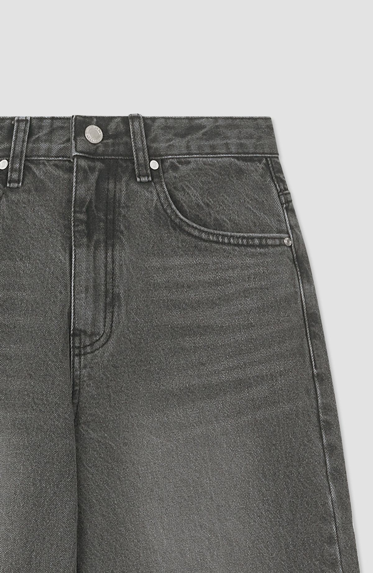 앤하츠(ANNEHEARTS) Classic Long Wide Denim Washed Black
