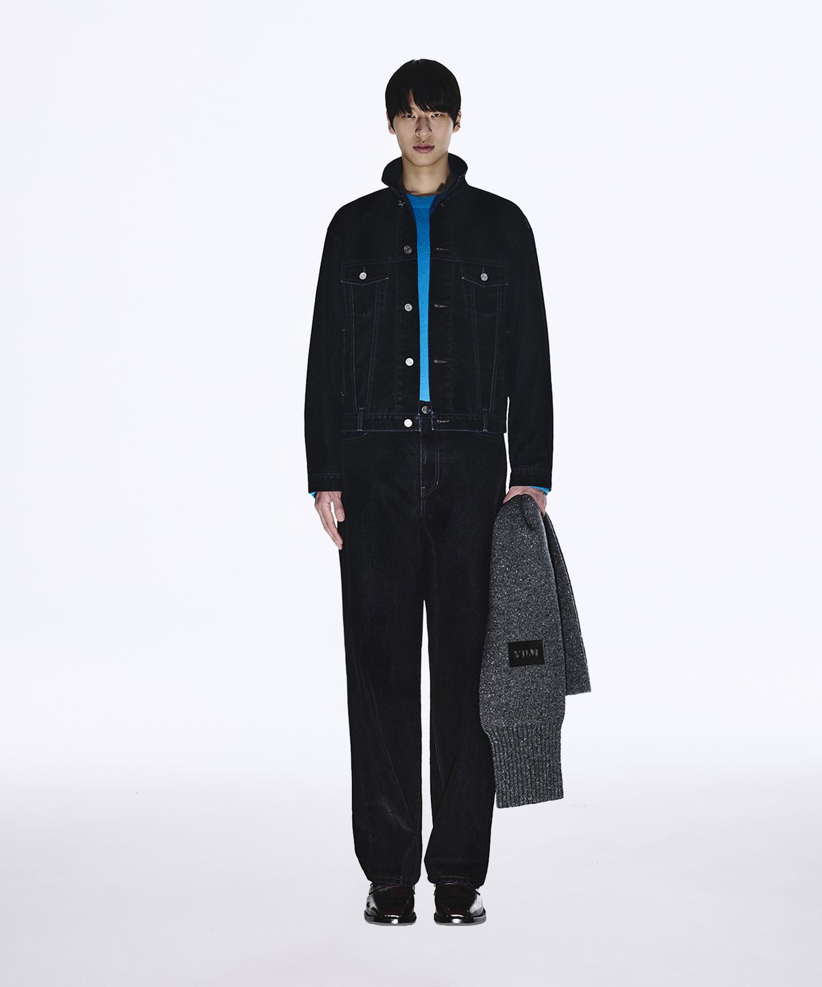 유지(YUJI) VELVET DENIM TRUCKER JACKET MYSTIC BLUE