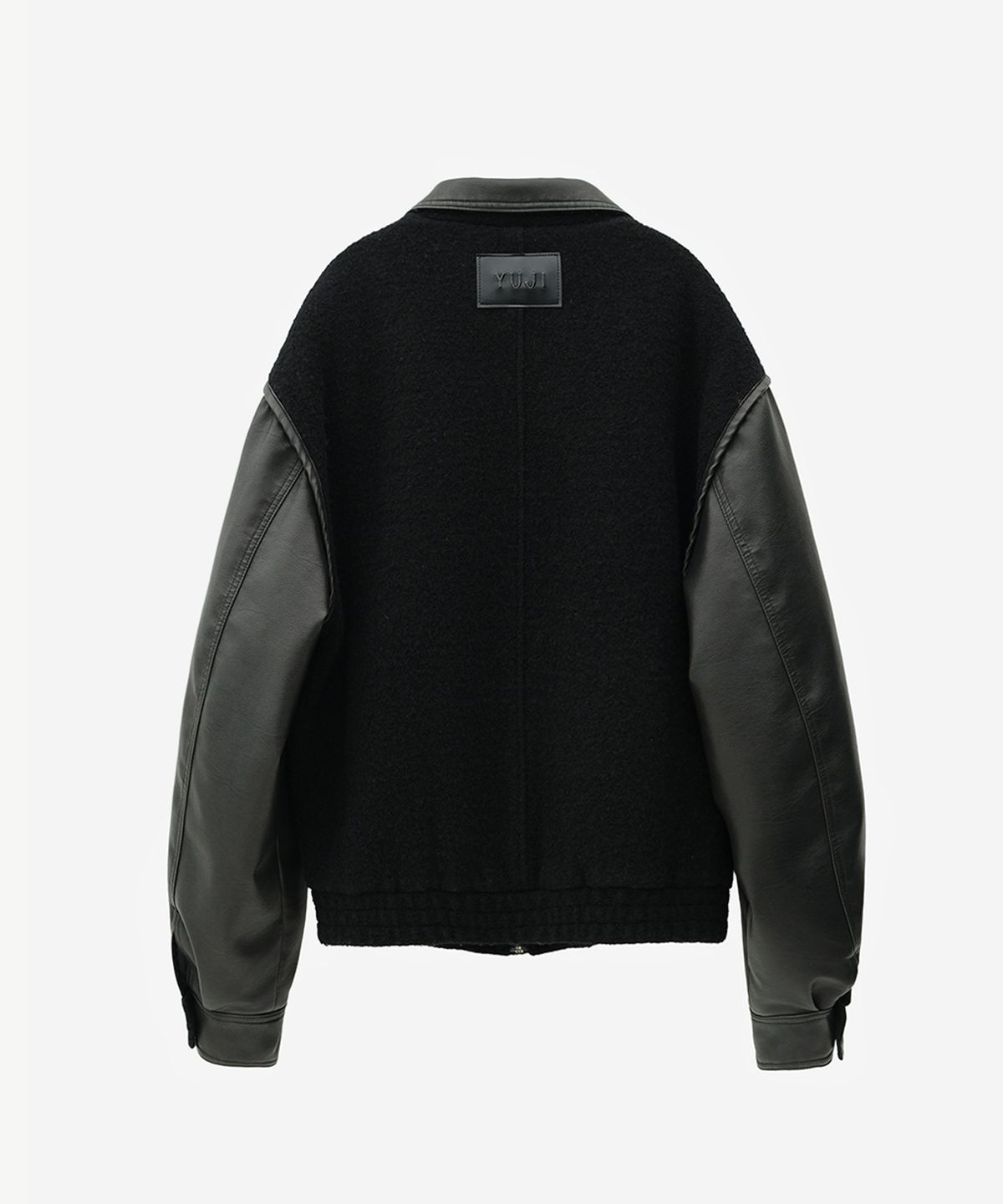 유지(YUJI) YUJI LOGO PATCH VARCITY JUMPER BLACK