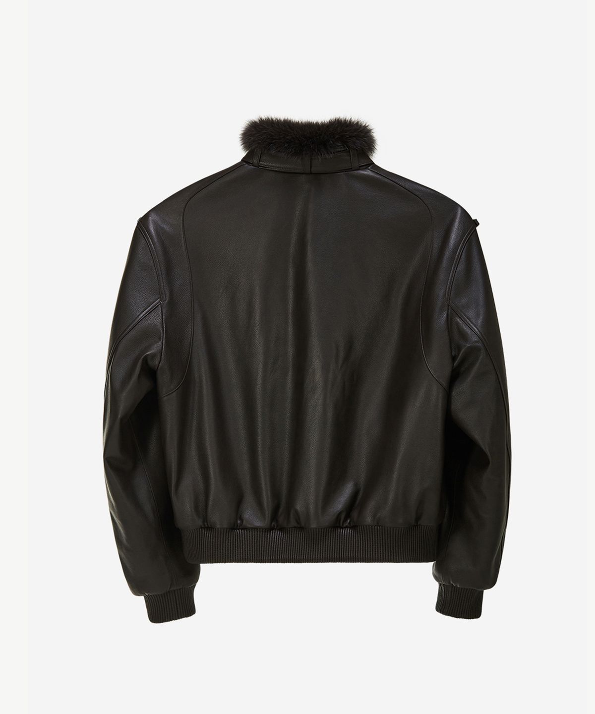 유지(YUJI) FUR LEATHER BLOUSON JACKET DARK BROWN