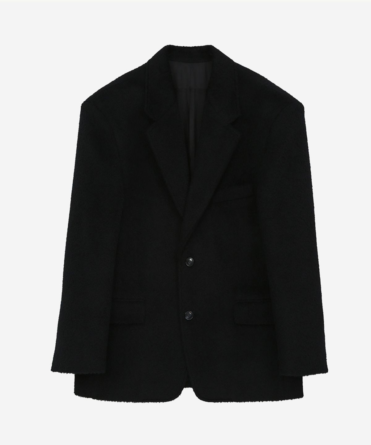 유지(YUJI) OVERSIZE WOOL ALPAKA TAILORED JACKET BLACK