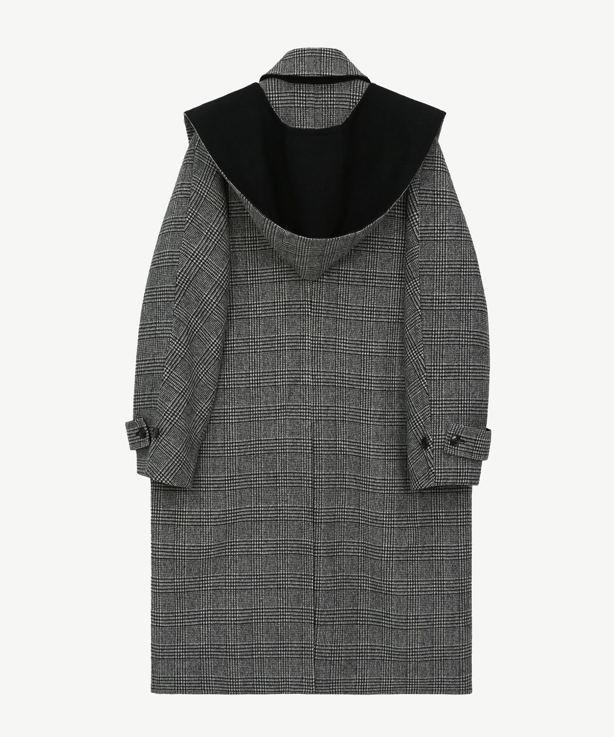 유지(YUJI) GLEN CHECK HOOD MUFFLER HAND MADE COAT GREY