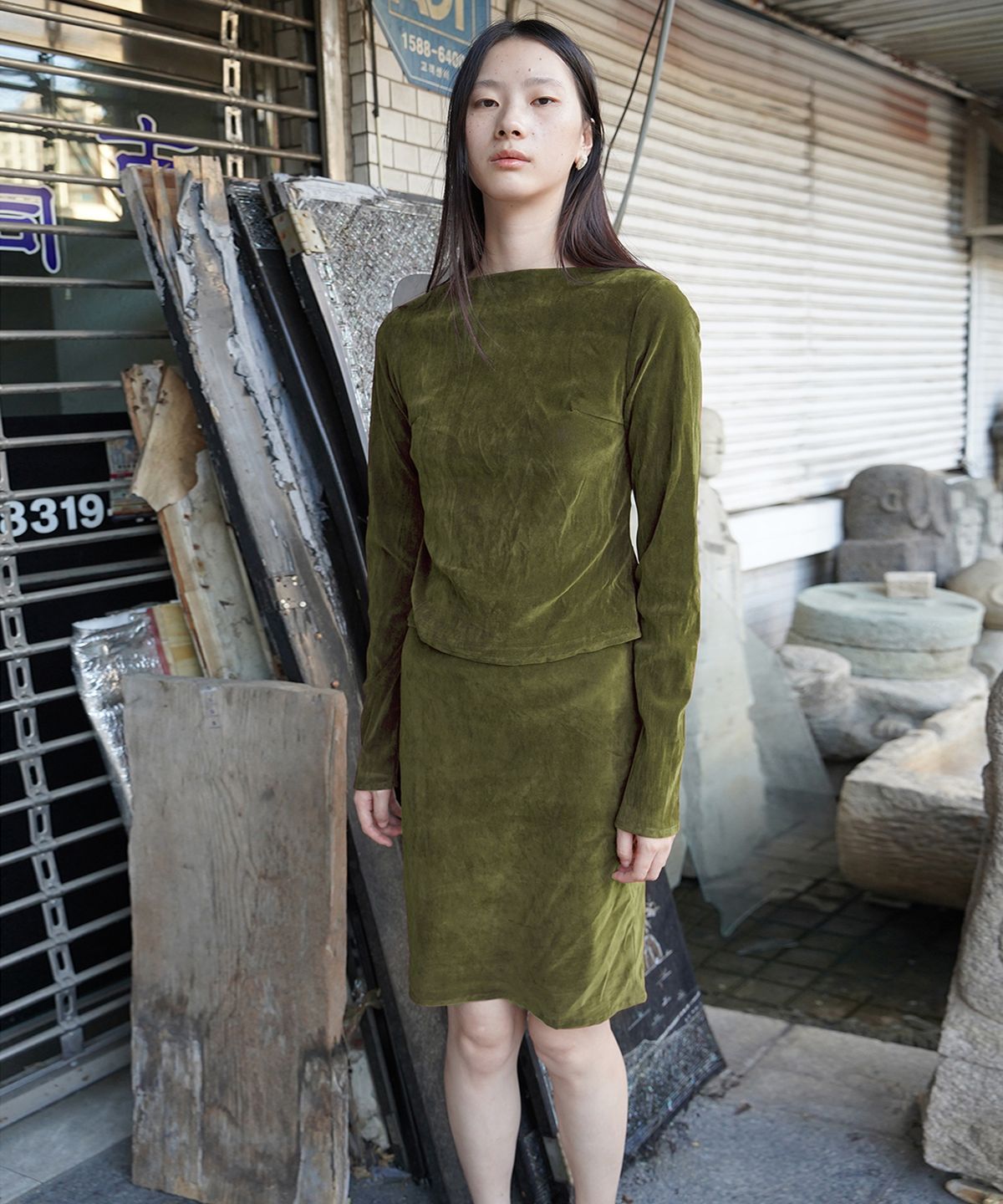 누아누(NUUANU) Camosa Skirt_Moss