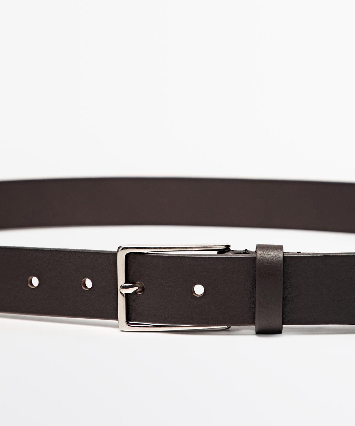마시모두띠(MASSIMO DUTTI) 렉탱귤러 버클 디테일 나파 레더 벨트