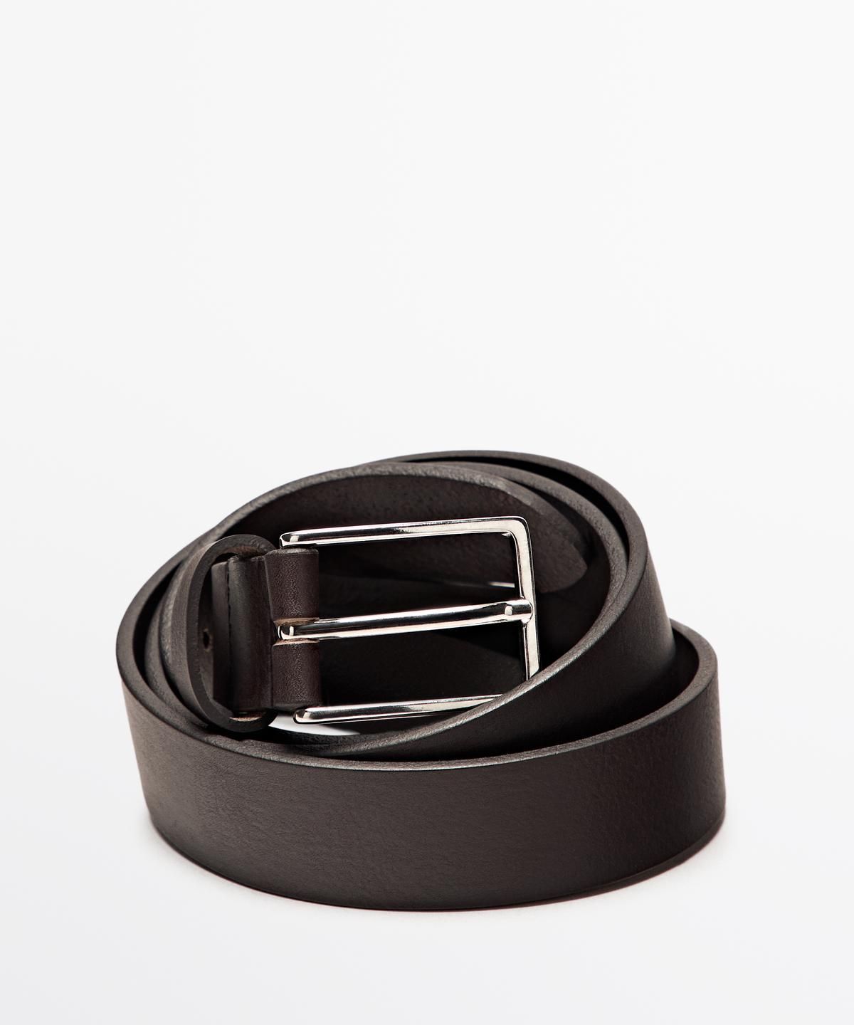 마시모두띠(MASSIMO DUTTI) 렉탱귤러 버클 디테일 나파 레더 벨트