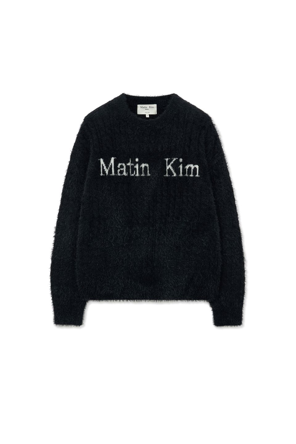 MUSINSA | MATIN KIM HAIRY CABLE KNIT PULLOVER IN BLACK