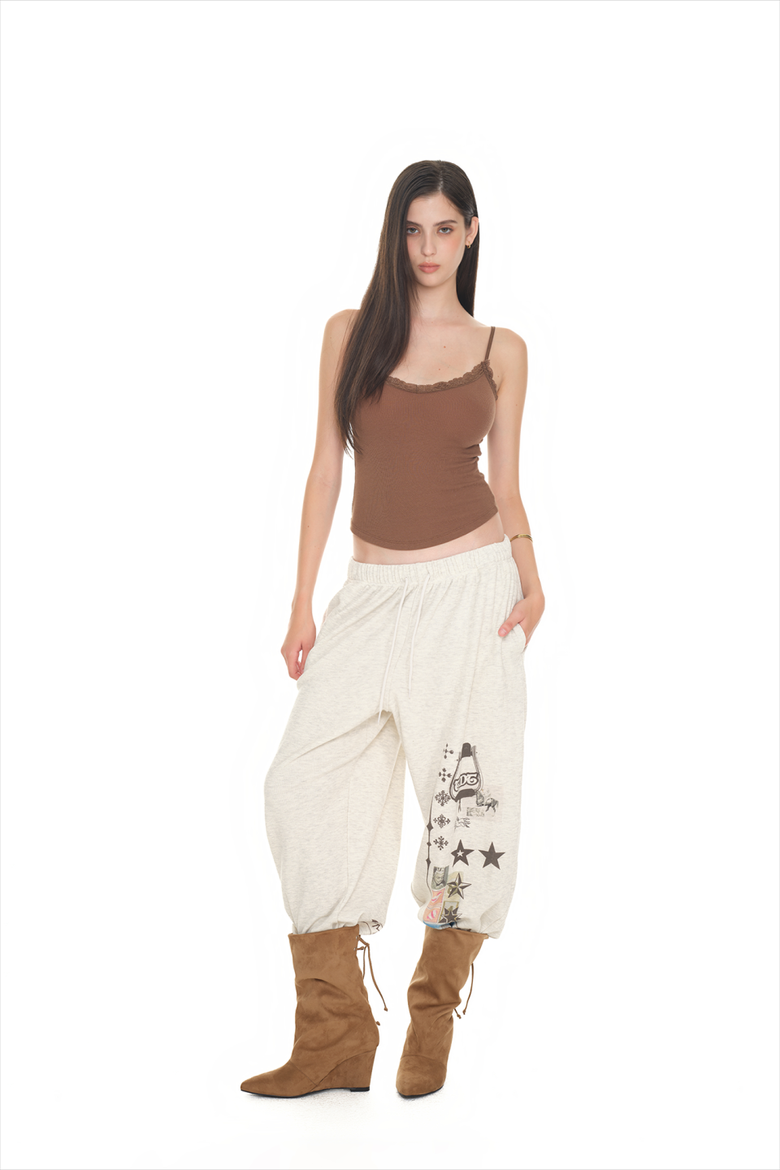 MUSINSA | TOOMUCHTAX PRINTED WAFFLE PANTS (IVORY)