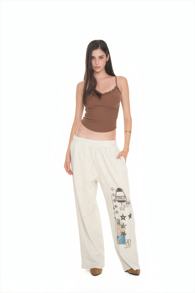 MUSINSA | TOOMUCHTAX PRINTED WAFFLE PANTS (IVORY)
