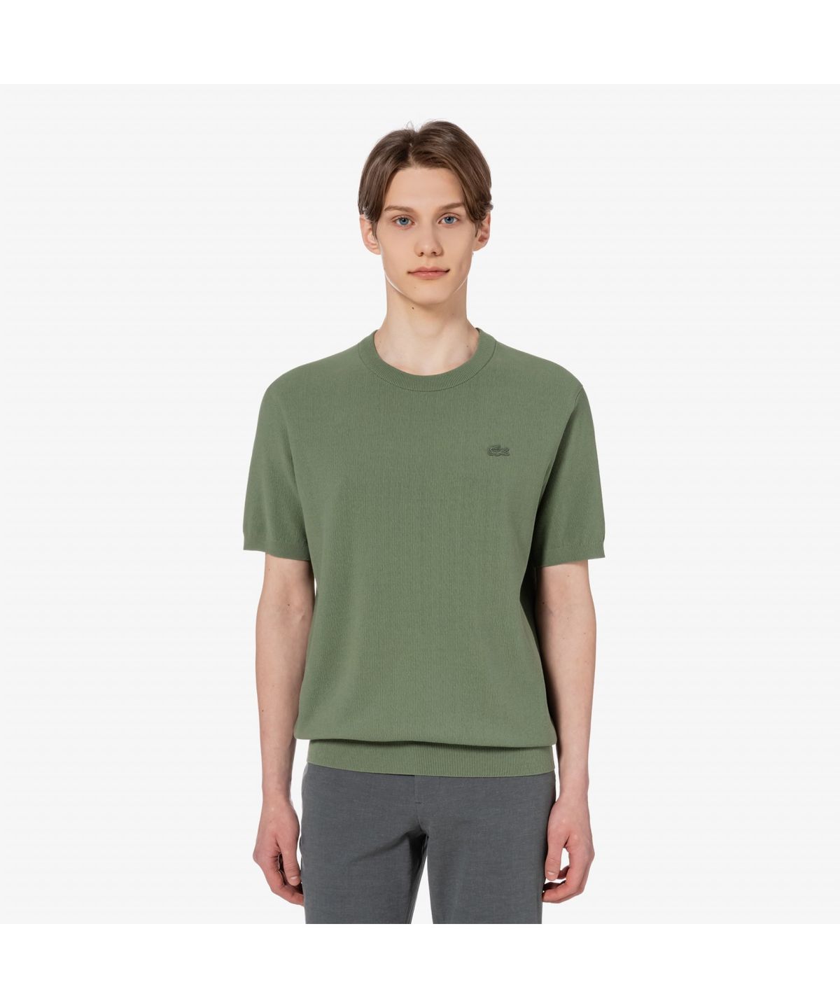 라코스테(LACOSTE) 남성 솔리드 반팔 크루넥 스웨터 AH224E-55G BMY