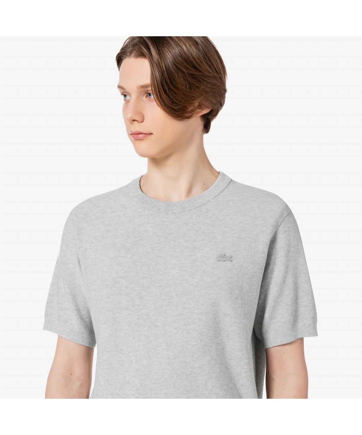 라코스테(LACOSTE) 남성 솔리드 반팔 크루넥 스웨터 AH224E-55G CCA