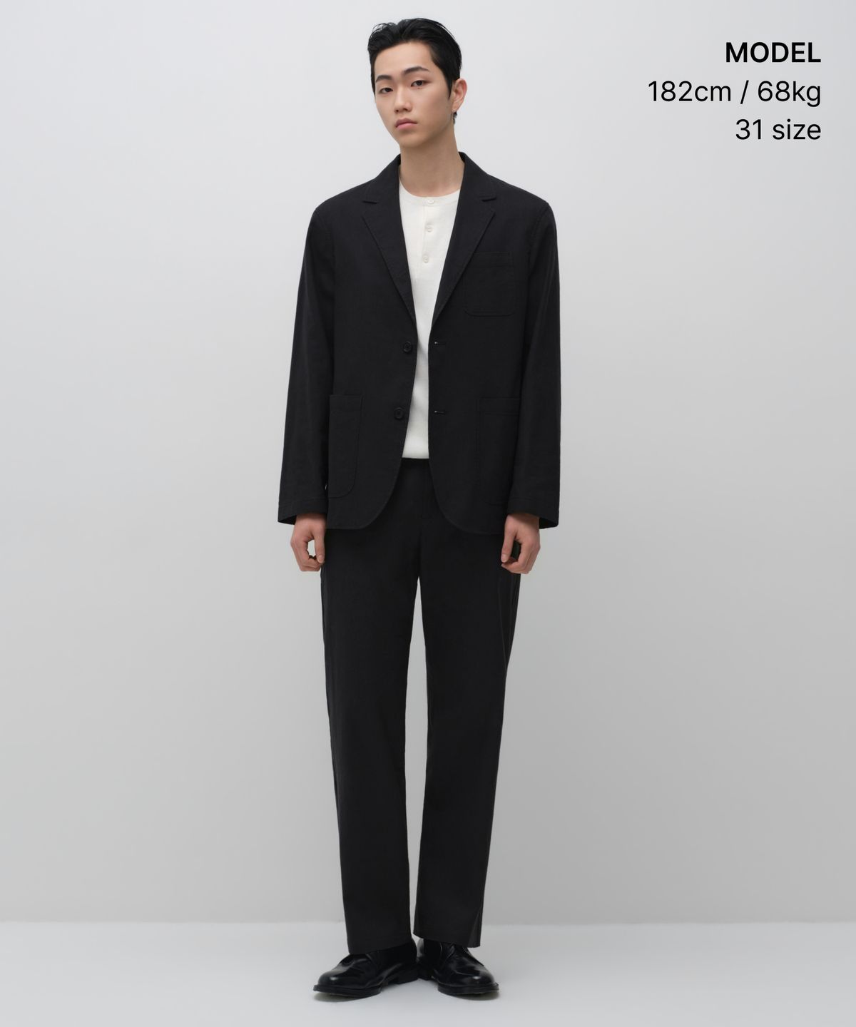 무신사 스탠다드(MUSINSA STANDARD) [시티 워커스] 린넨 블렌드 테이퍼드 팬츠 [블랙]