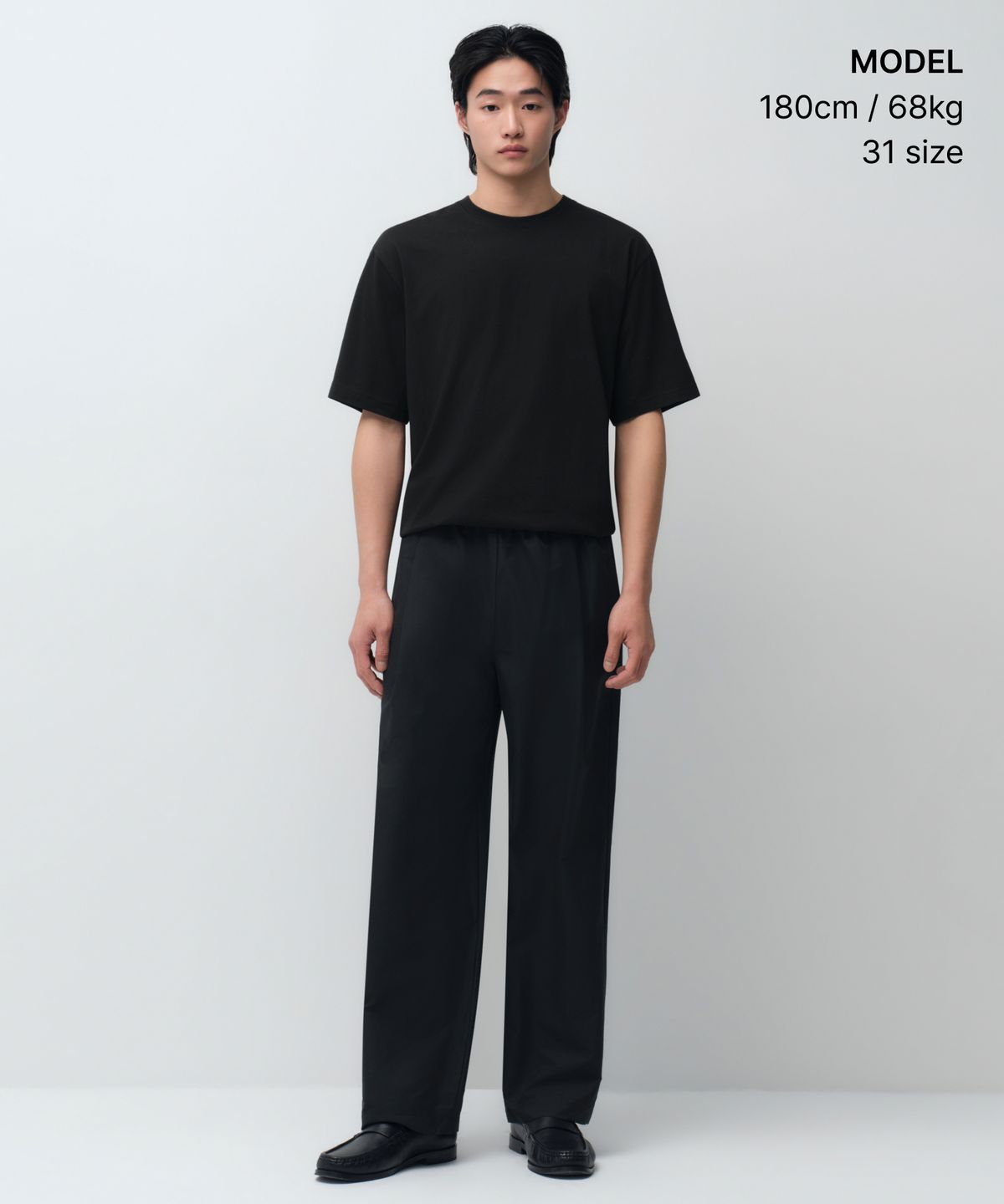 무신사 스탠다드(MUSINSA STANDARD) 에어리 도트 와이드 밴딩 팬츠 [블랙]