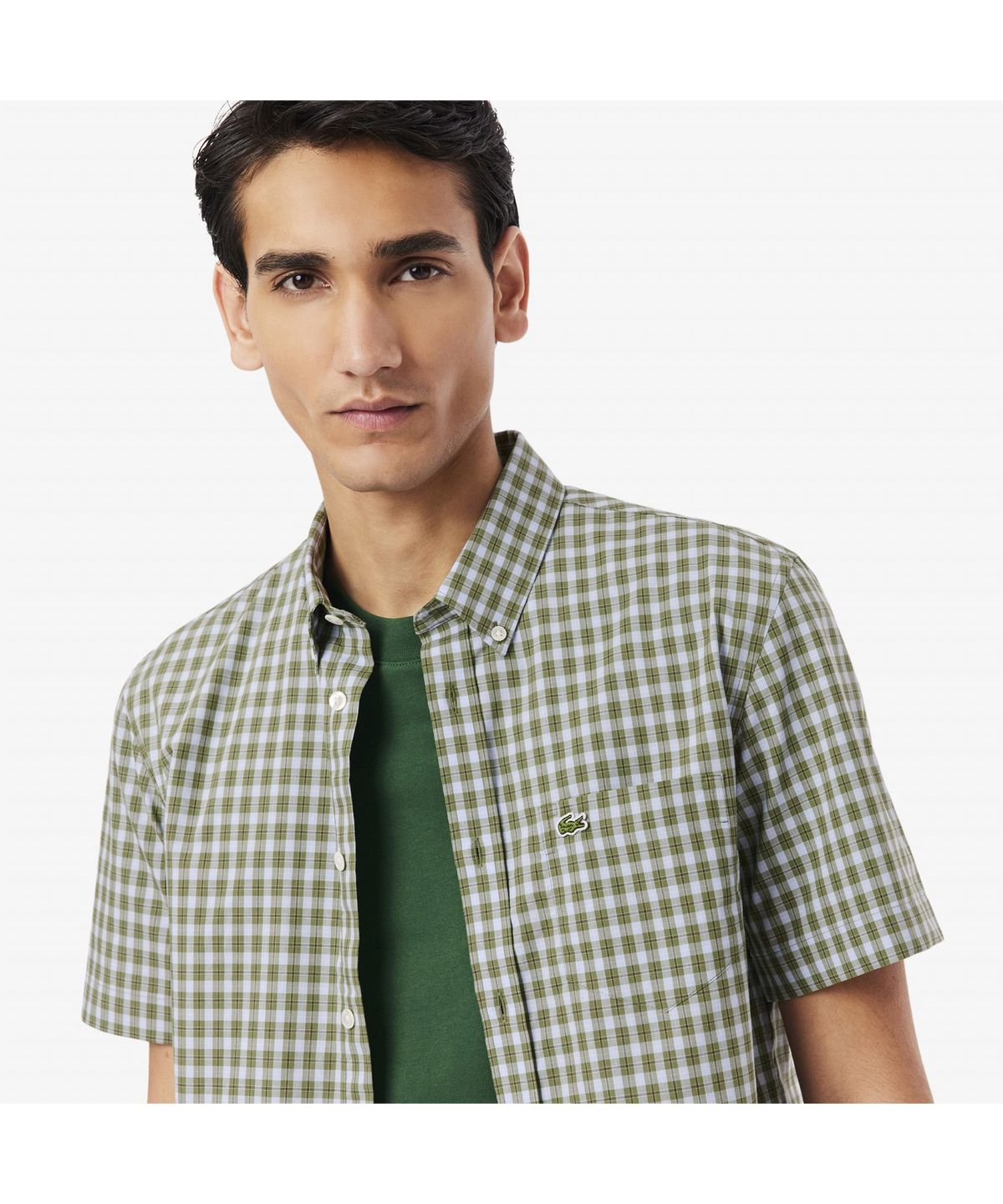 라코스테(LACOSTE) 남성 반팔 체크 셔츠 CH0744-55G IC3