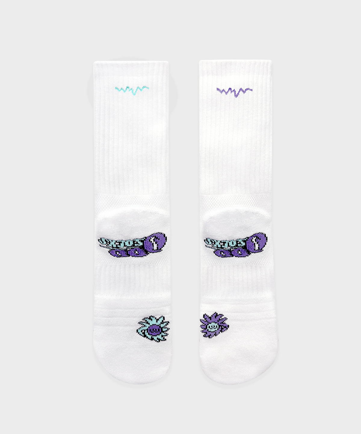 오드삭스(ODDSOCKS) 쿨맥스 쿠셔닝 컬러 러닝 크루 삭스 -화이트