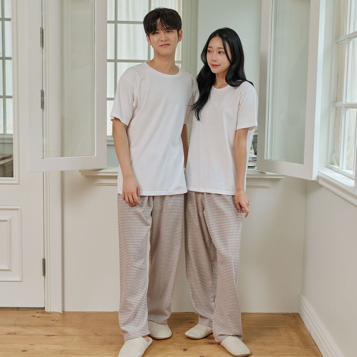 찌니야(JJNIYA) 공용 로스팅 그레이 기모 9부잠옷바지