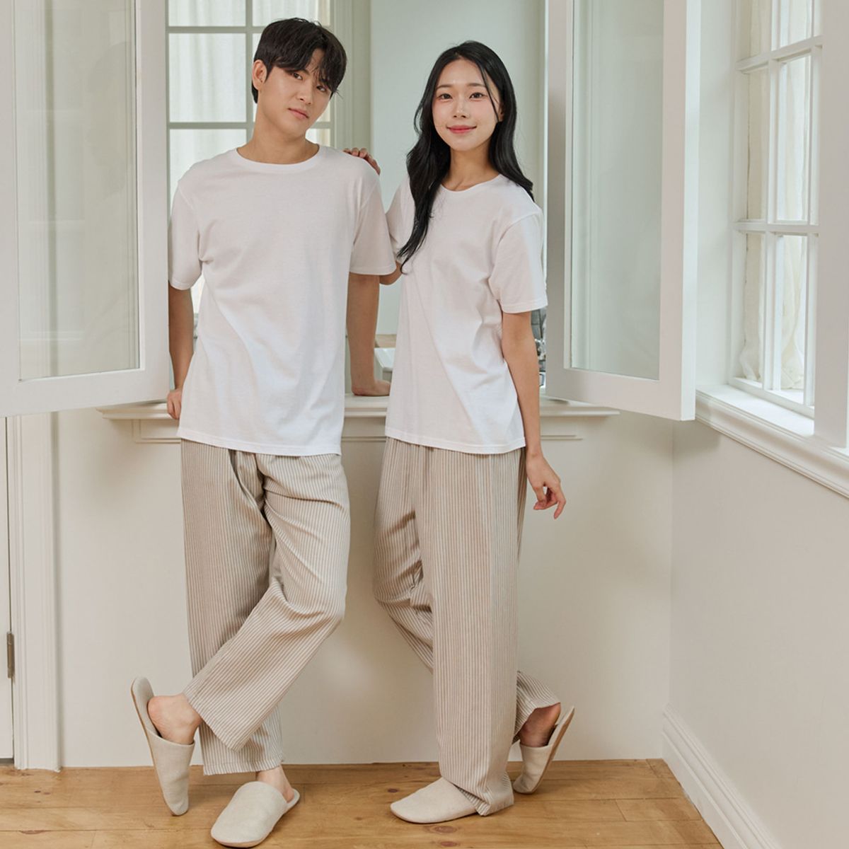 찌니야(JJNIYA) 공용 크리스 베이지 9부잠옷바지