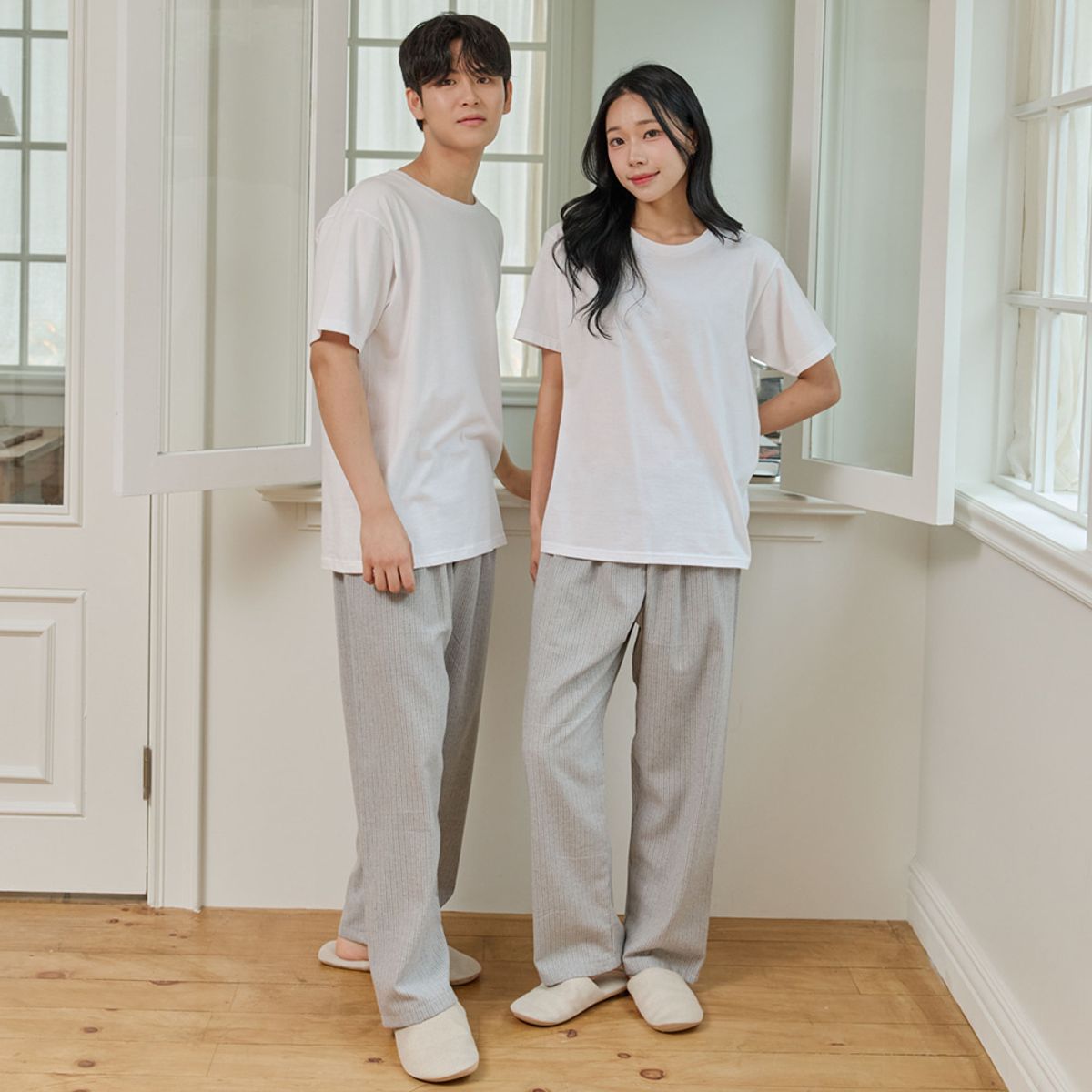 찌니야(JJNIYA) 공용 트라이 기모 9부잠옷바지