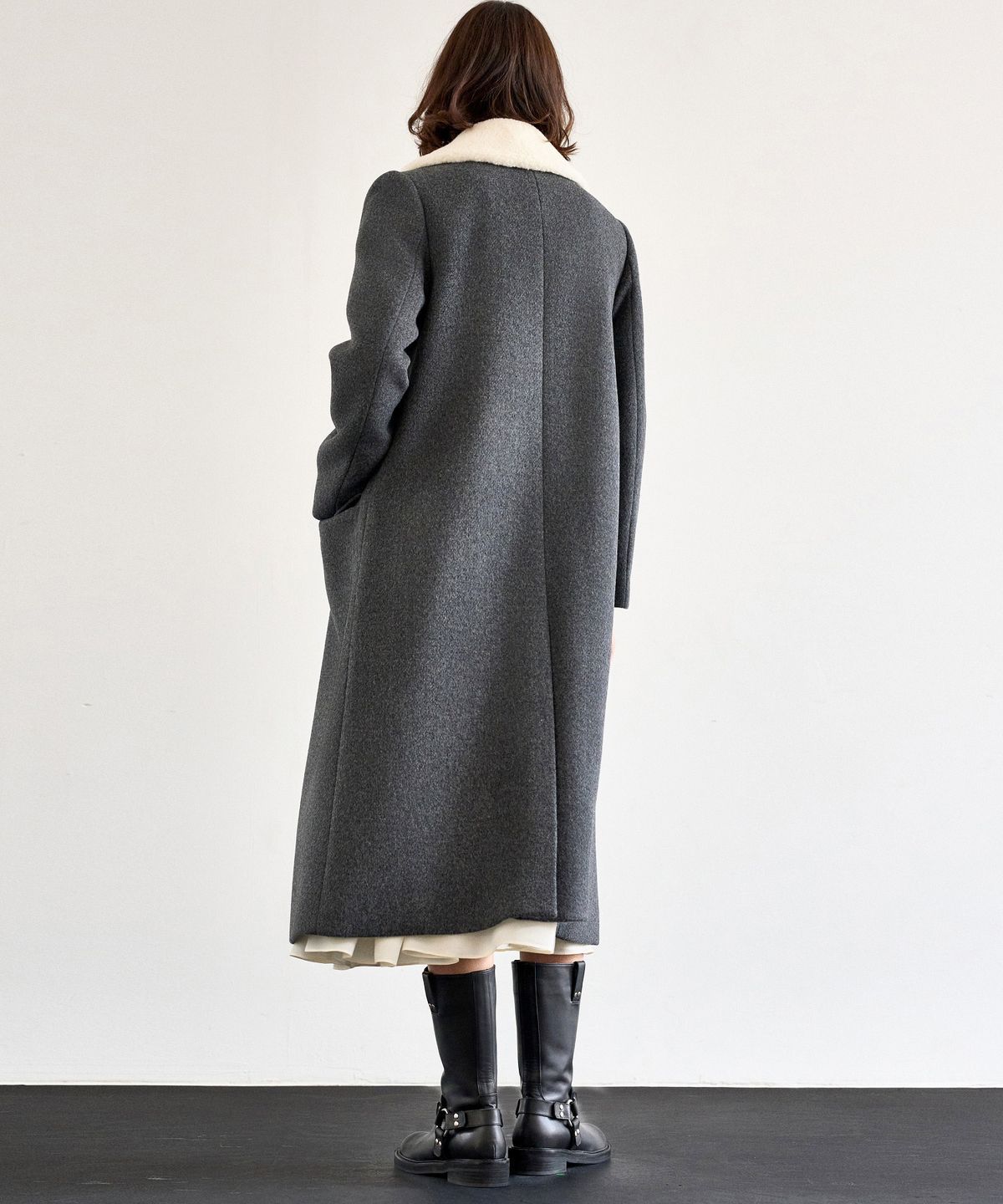 미테(MITTE) FUR COLLOR DUFFLE COAT_CHARCOAL