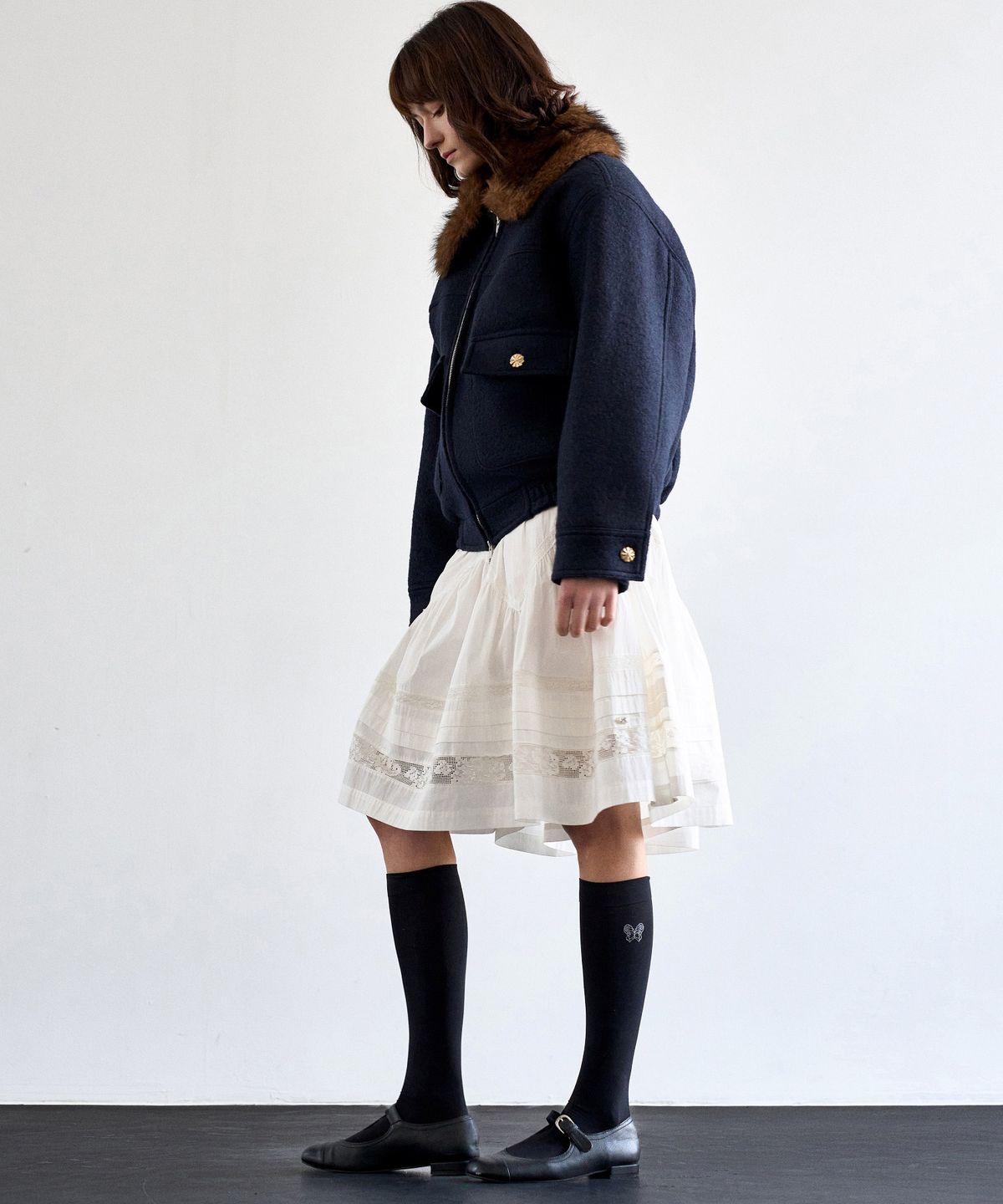 미테(MITTE) FUR COLLOR WOOL JACKET_NAVY