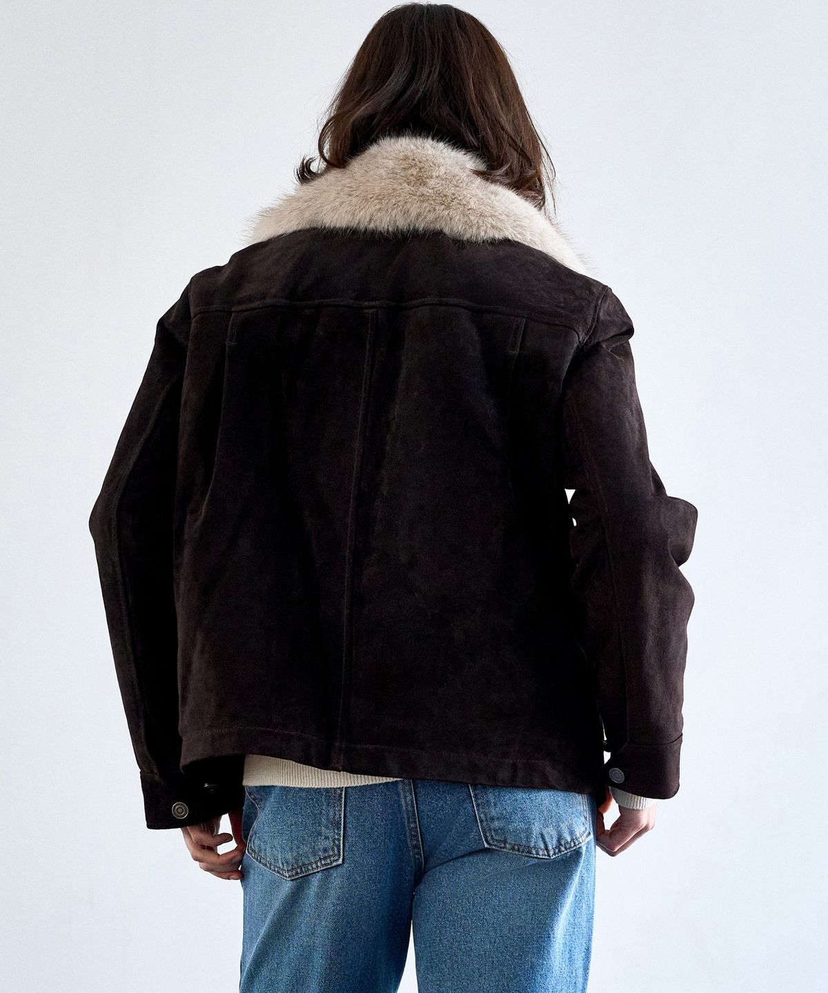 미테(MITTE) FUR COLLOR SUEDE JACKET_BROWN