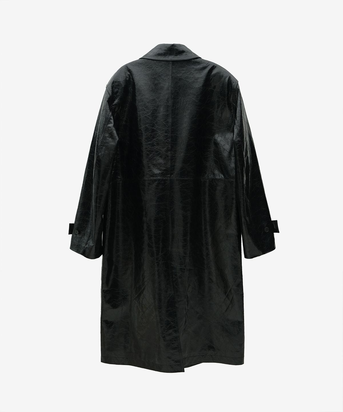 유지(YUJI) RON CRACK EFFECT LEATHER MAC COAT