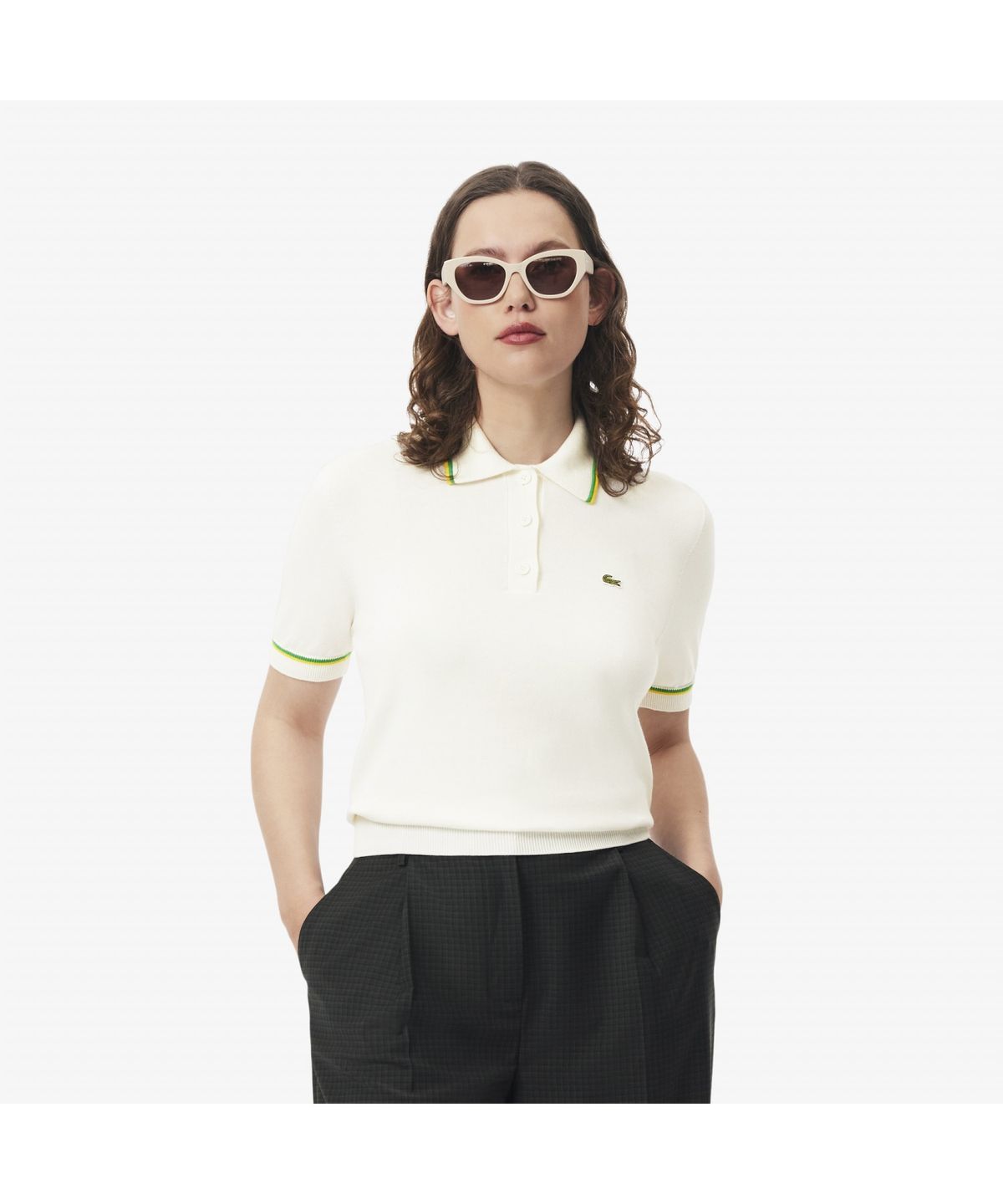 라코스테(LACOSTE) 여성 컬러티핑 폴로 스웨터 AF9283-55G DII
