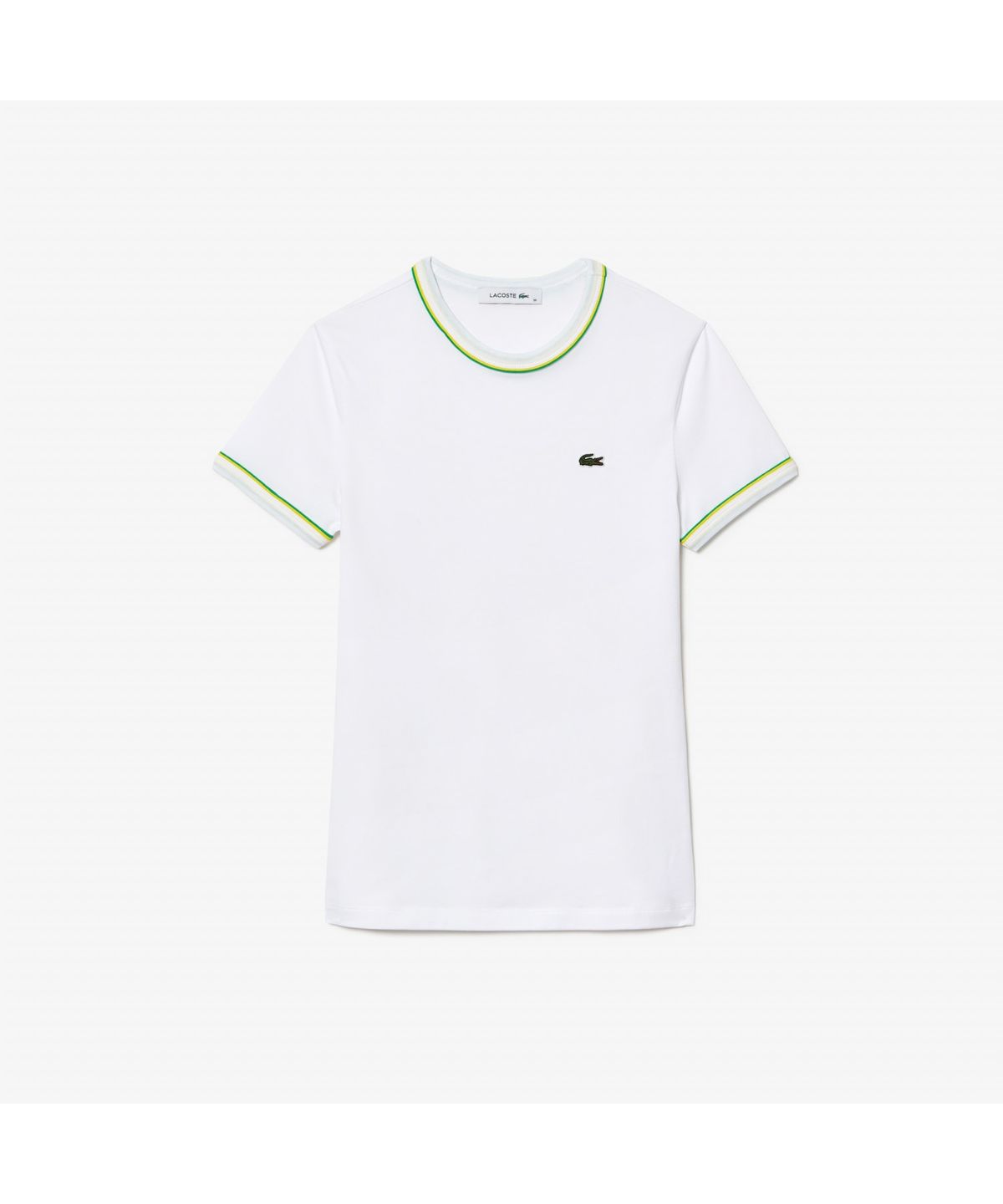 라코스테(LACOSTE) 여성 더블 파이핑 슬림핏 저지 티셔츠 TF0347-55G FWI