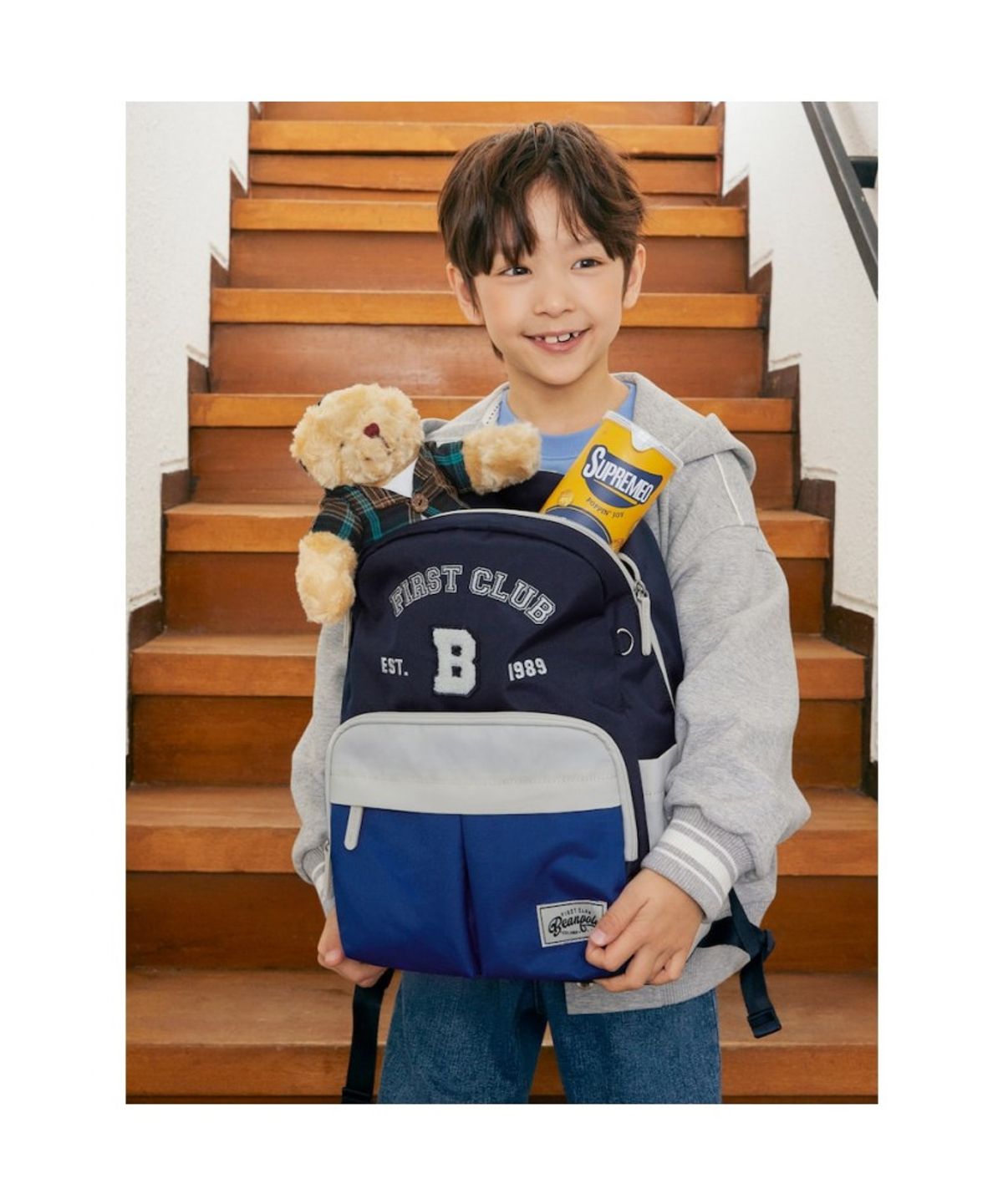 빈폴 키즈(BEANPOLE KIDS) 컬러풀 캐주얼 백팩  네이비 (BI61D4U09R)