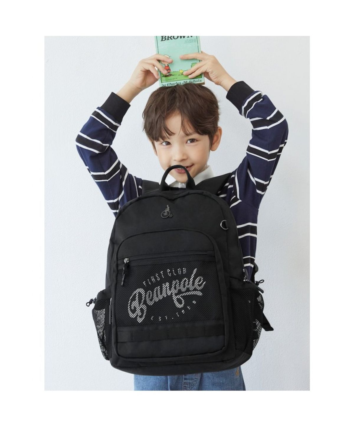 빈폴 키즈(BEANPOLE KIDS) 고학년 레터링 메시 책가방  블랙 (BI61D4U165)