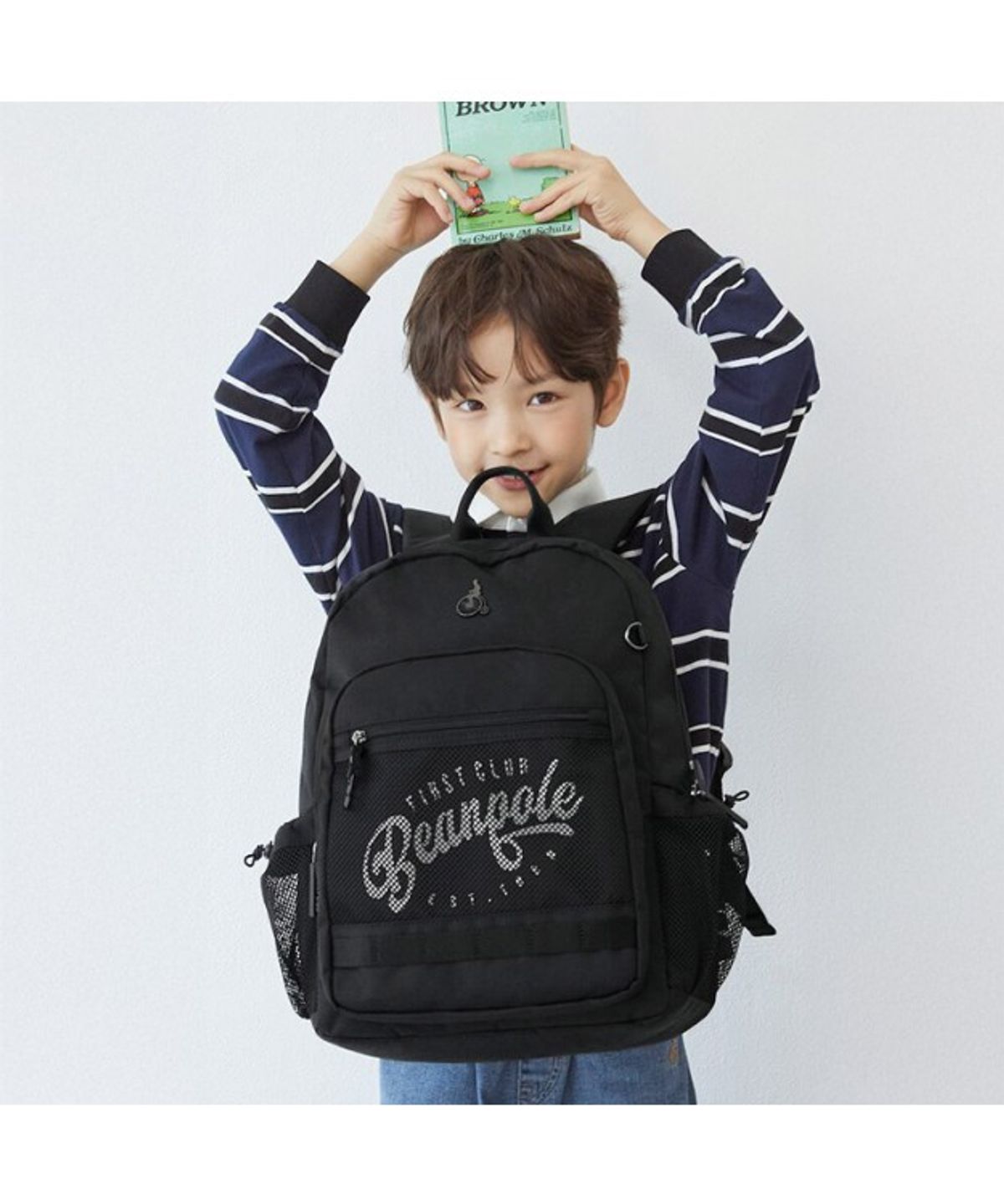빈폴 키즈(BEANPOLE KIDS) 고학년 레터링 메시 책가방  블랙 (BI61D4U165)