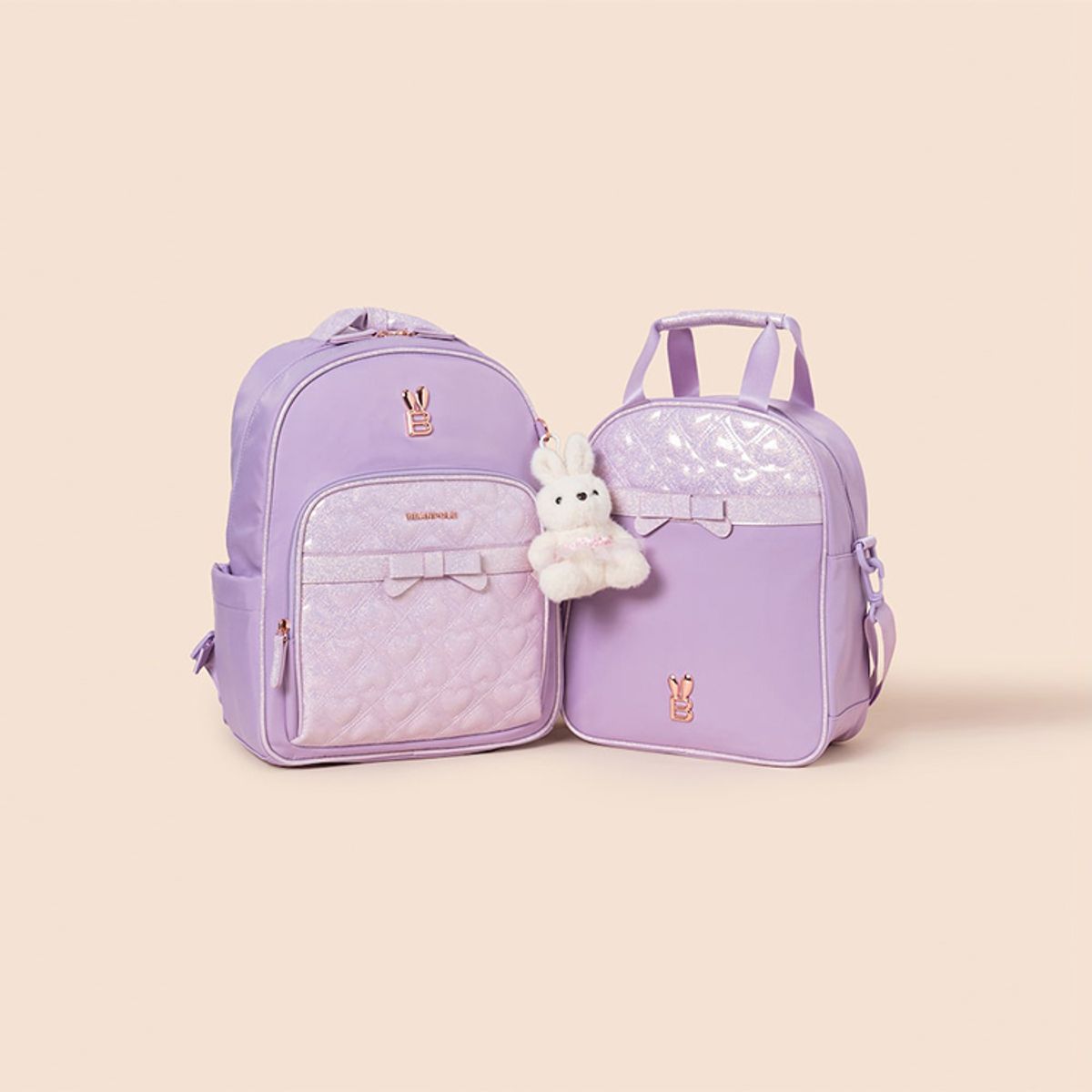 빈폴 키즈(BEANPOLE KIDS) 리본 퀼팅 여아 책가방 2SET  라이트 퍼플 (BI61D4G07V)