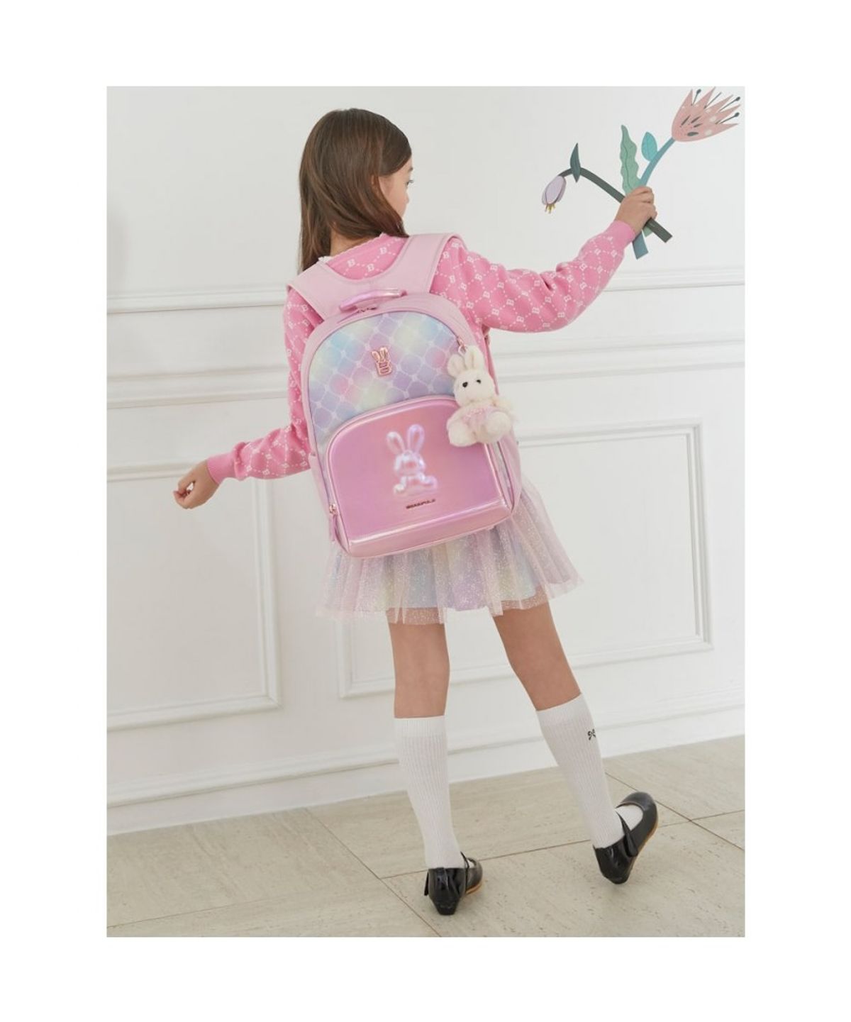 빈폴 키즈(BEANPOLE KIDS) 모노그램 몰드형 책가방 2SET  라이트 핑크 (BI61D4G08Y)