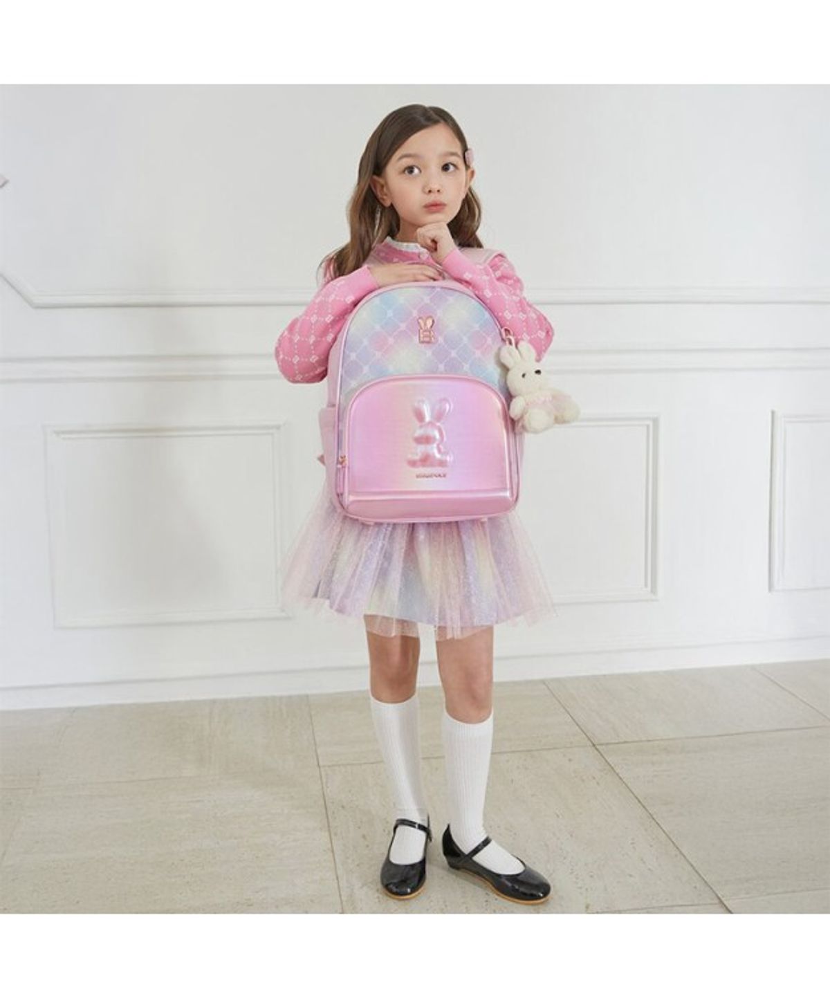 빈폴 키즈(BEANPOLE KIDS) 모노그램 몰드형 책가방 2SET  라이트 핑크 (BI61D4G08Y)