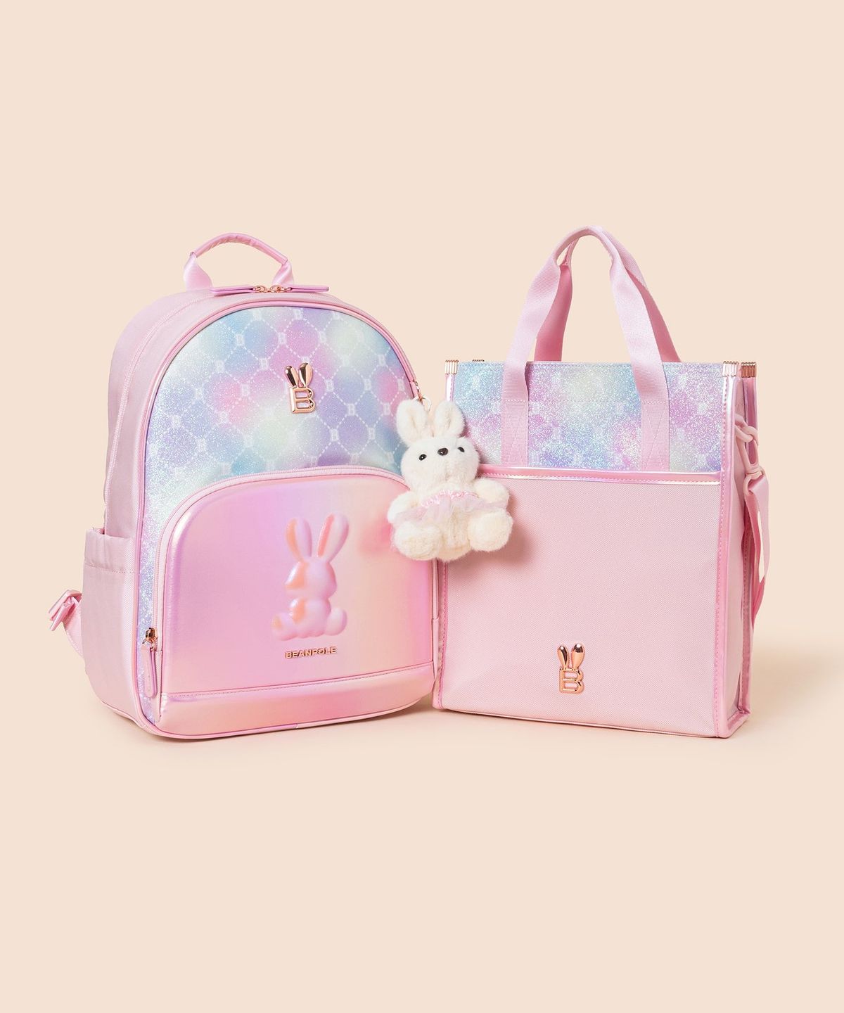 빈폴 키즈(BEANPOLE KIDS) 모노그램 몰드형 책가방 2SET  라이트 핑크 (BI61D4G08Y)