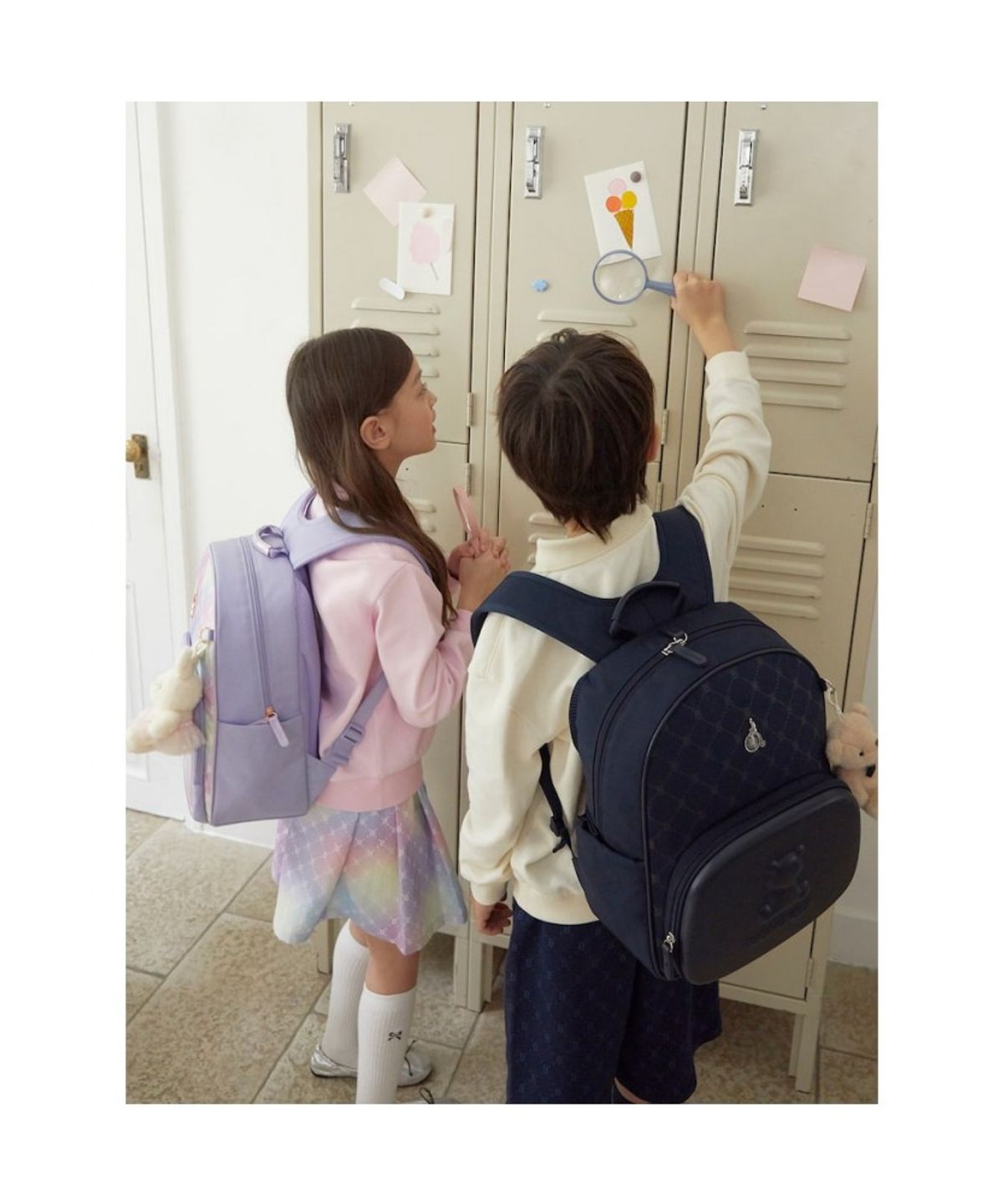 빈폴 키즈(BEANPOLE KIDS) 모노그램 몰드형 책가방 2SET  네이비 (BI61D4U07R)