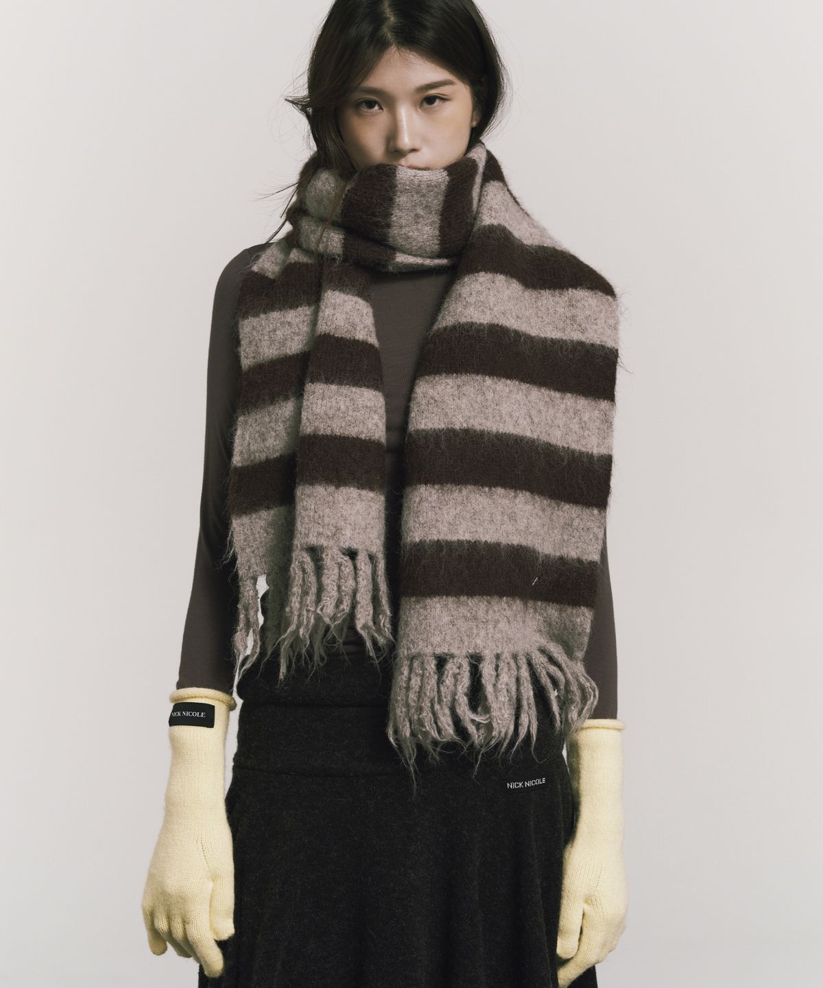 닉앤니콜(NICK&NICOLE) NICOLE RIBBED KNIT GLOVES_YELLOW