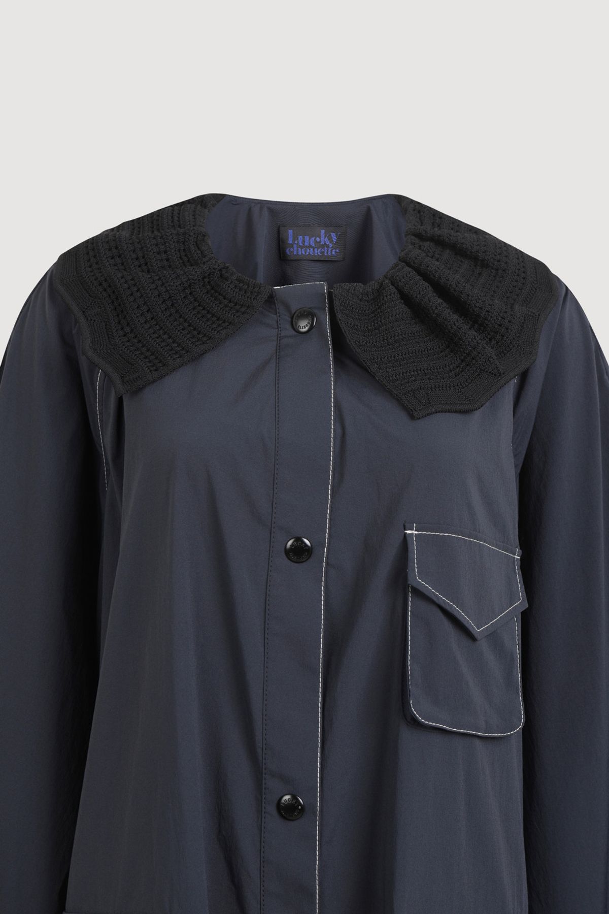 럭키슈에뜨(LUCKY CHOUETTE) Knit Collar Jumper (dark navy) LFUAA25100NYD