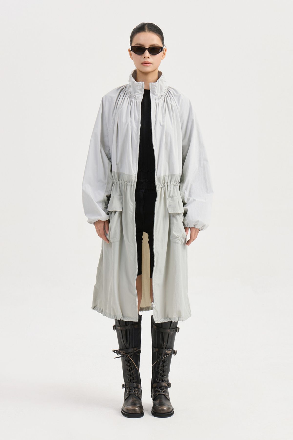럭키슈에뜨(LUCKY CHOUETTE) Volume Pocket Long Jumper (light grey) LFUAW25260GYL