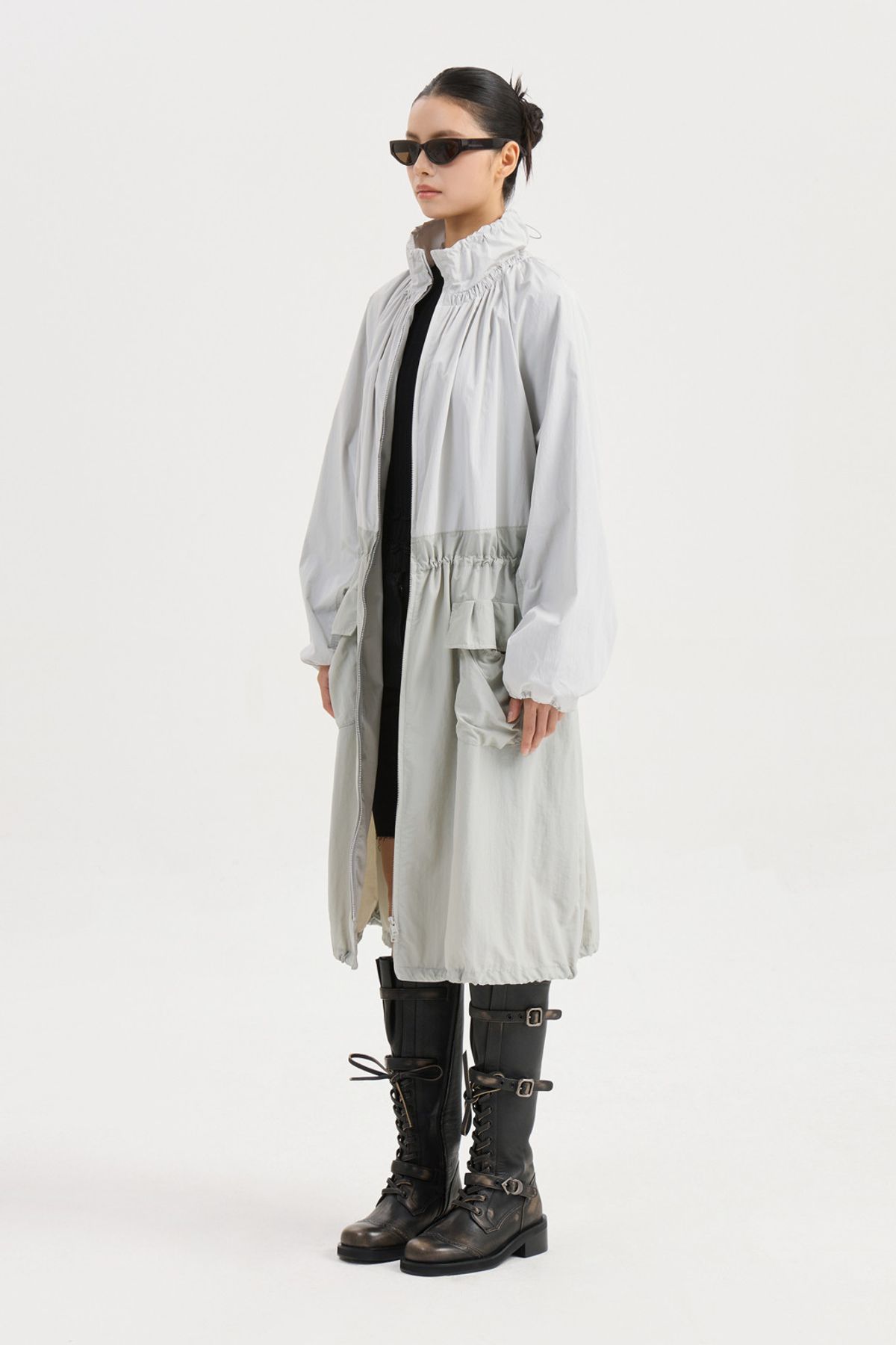 럭키슈에뜨(LUCKY CHOUETTE) Volume Pocket Long Jumper (light grey) LFUAW25260GYL