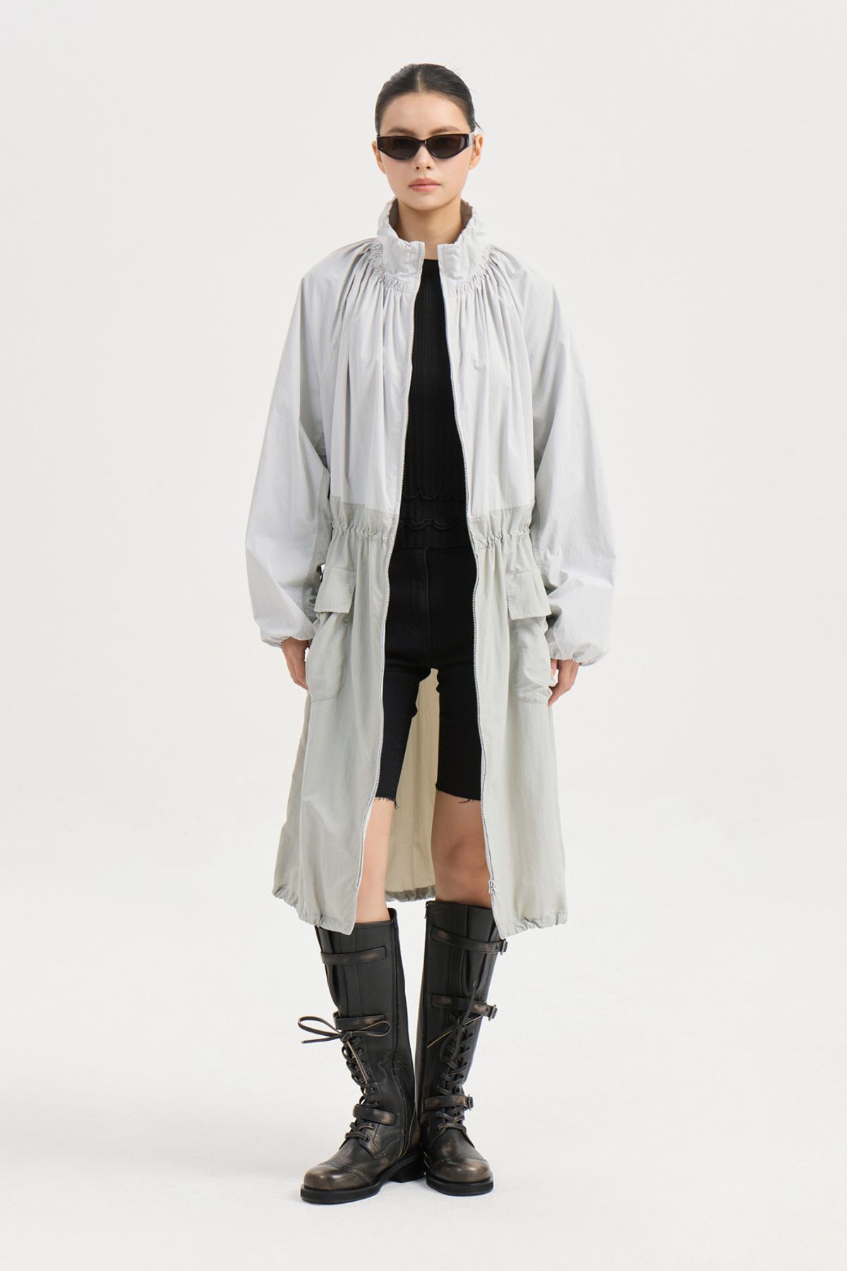 럭키슈에뜨(LUCKY CHOUETTE) Volume Pocket Long Jumper (light grey) LFUAW25260GYL