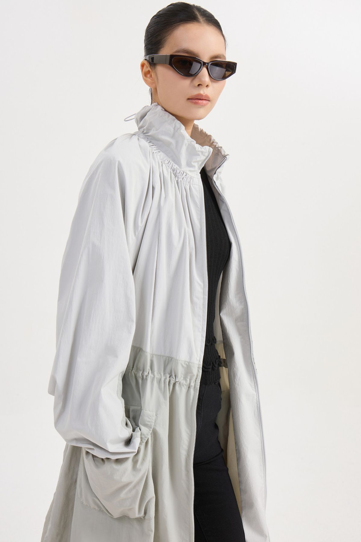 럭키슈에뜨(LUCKY CHOUETTE) Volume Pocket Long Jumper (light grey) LFUAW25260GYL