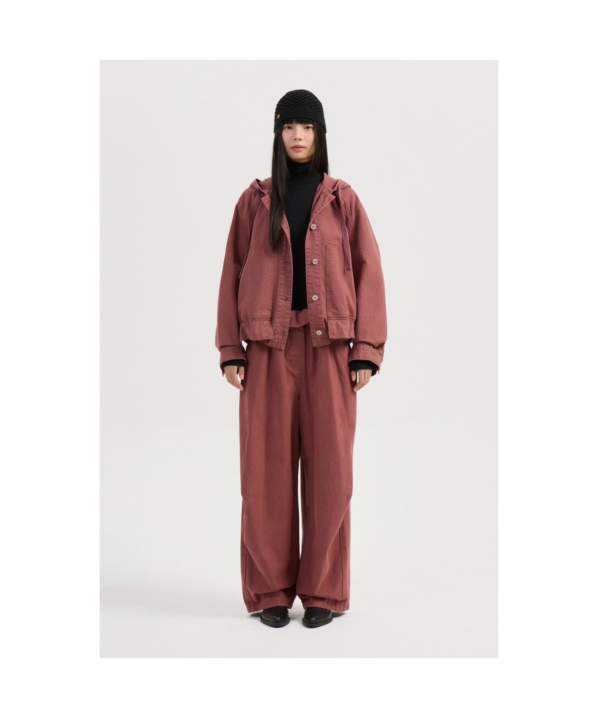 럭키슈에뜨(LUCKY CHOUETTE) Color Washing Denim Hood Jumper (pink) LFPDW25240PIX