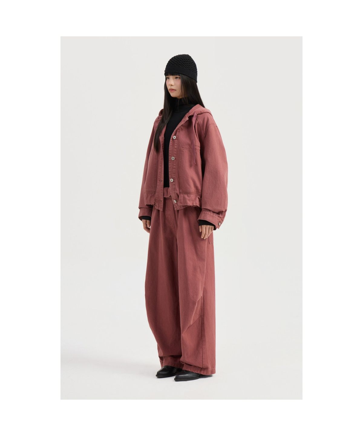 럭키슈에뜨(LUCKY CHOUETTE) Color Washing Denim Hood Jumper (pink) LFPDW25240PIX