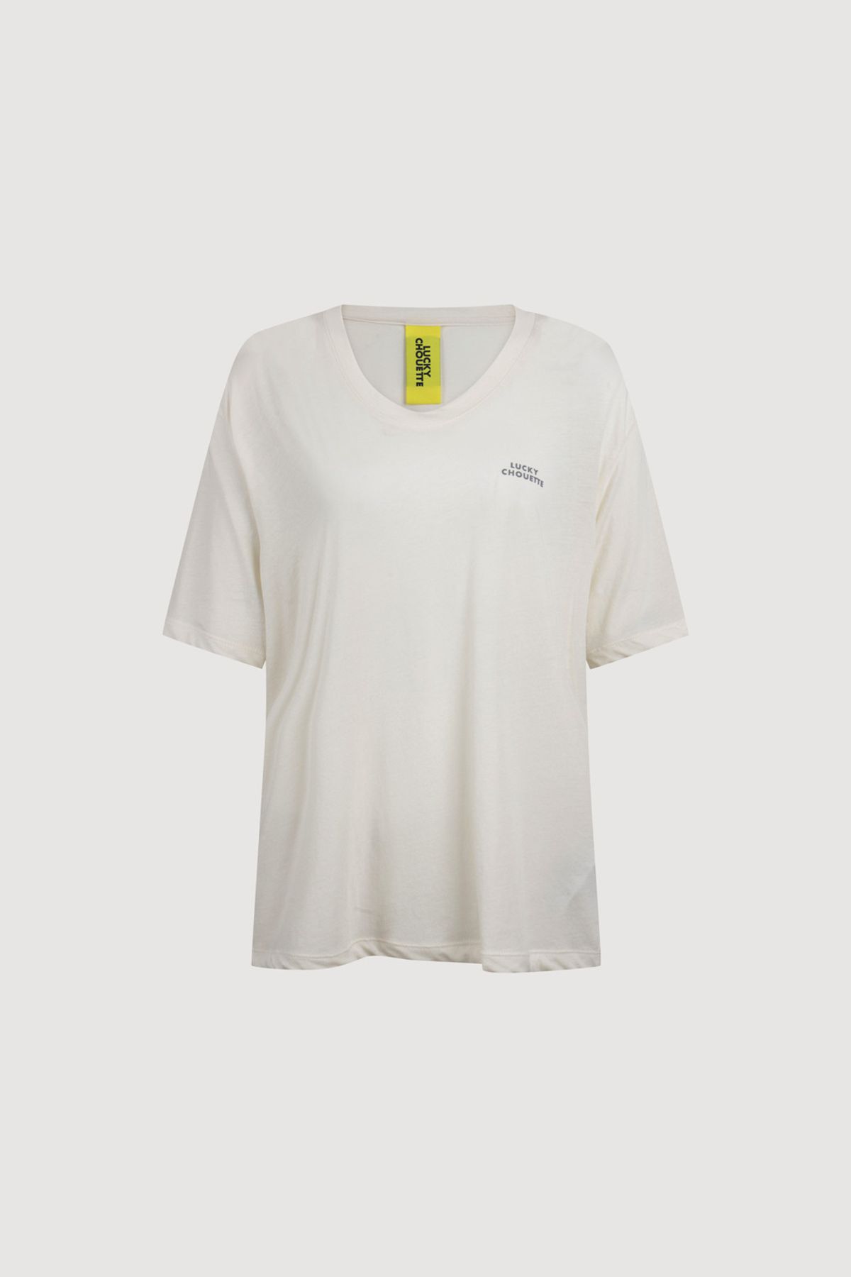 럭키슈에뜨(LUCKY CHOUETTE) Loose Fit Half Sleeve T-shirt (ivory) LFTAX25475IVX