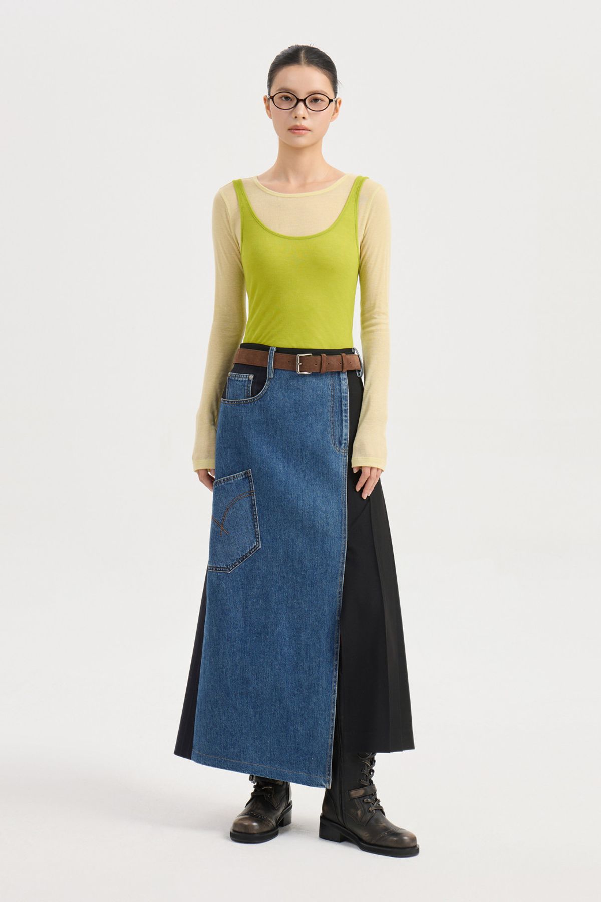 럭키슈에뜨(LUCKY CHOUETTE) Layered Long Sleeve T-shirt (lime) LFTAW25290LIM