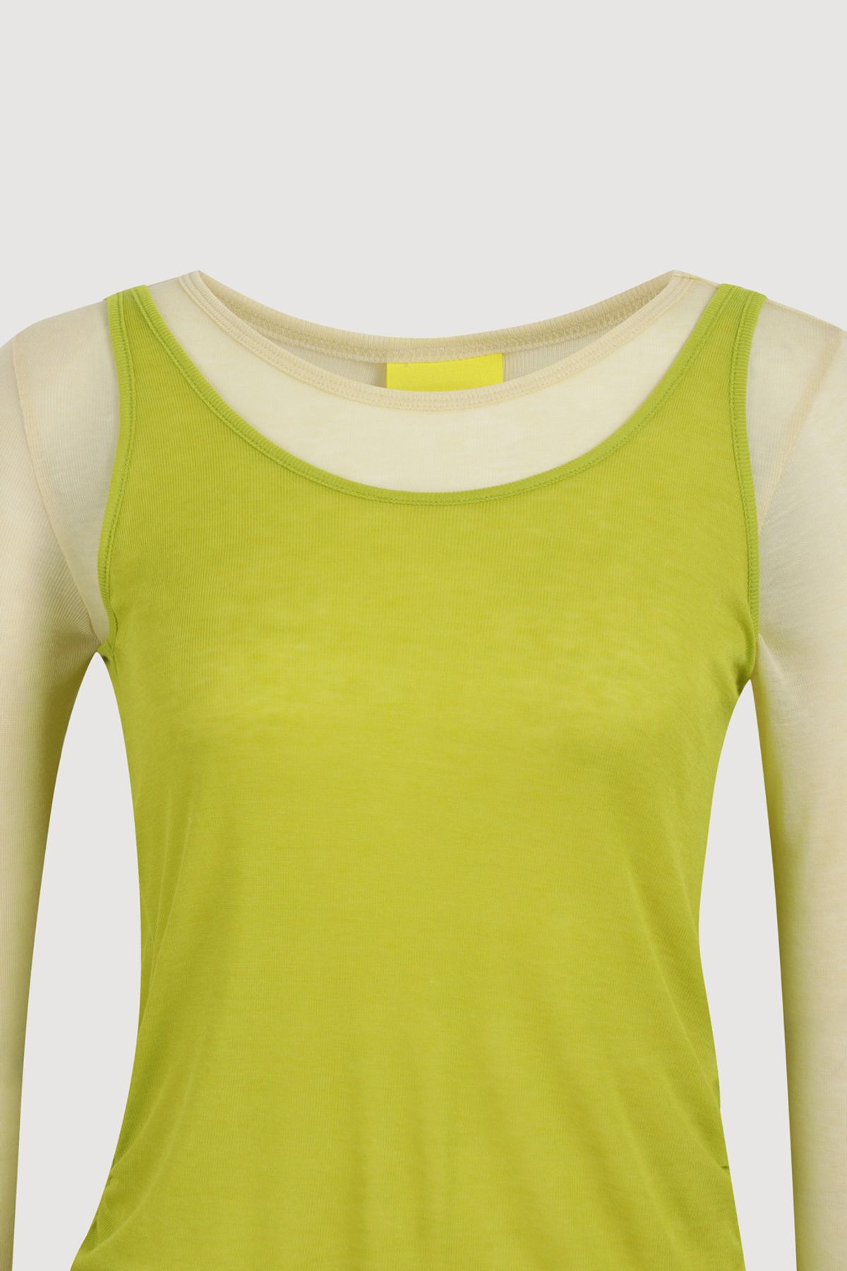 럭키슈에뜨(LUCKY CHOUETTE) Layered Long Sleeve T-shirt (lime) LFTAW25290LIM