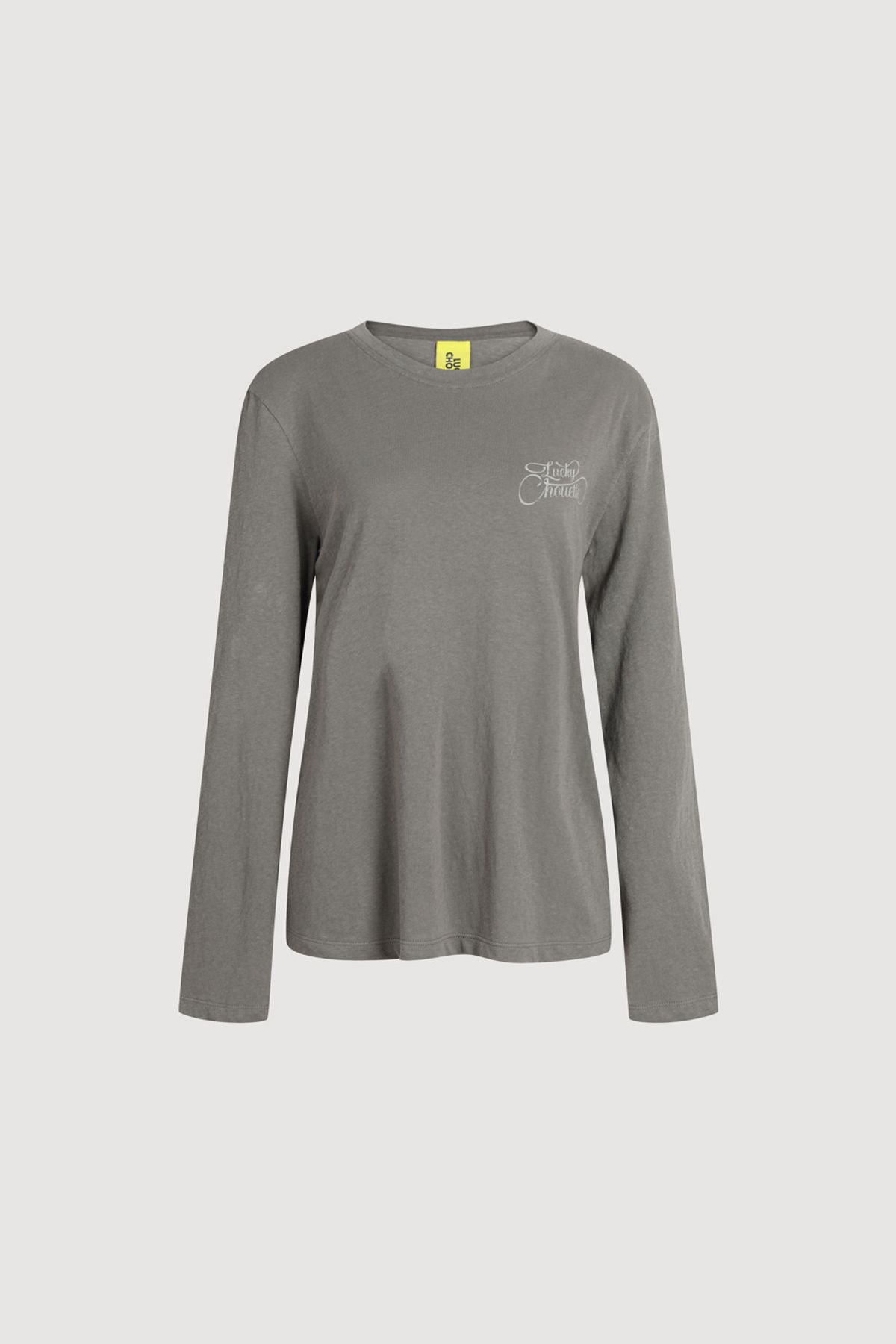 럭키슈에뜨(LUCKY CHOUETTE) Print Point Basic Fit Long Sleeve T-shirt (grey) LFTAA25140GYX